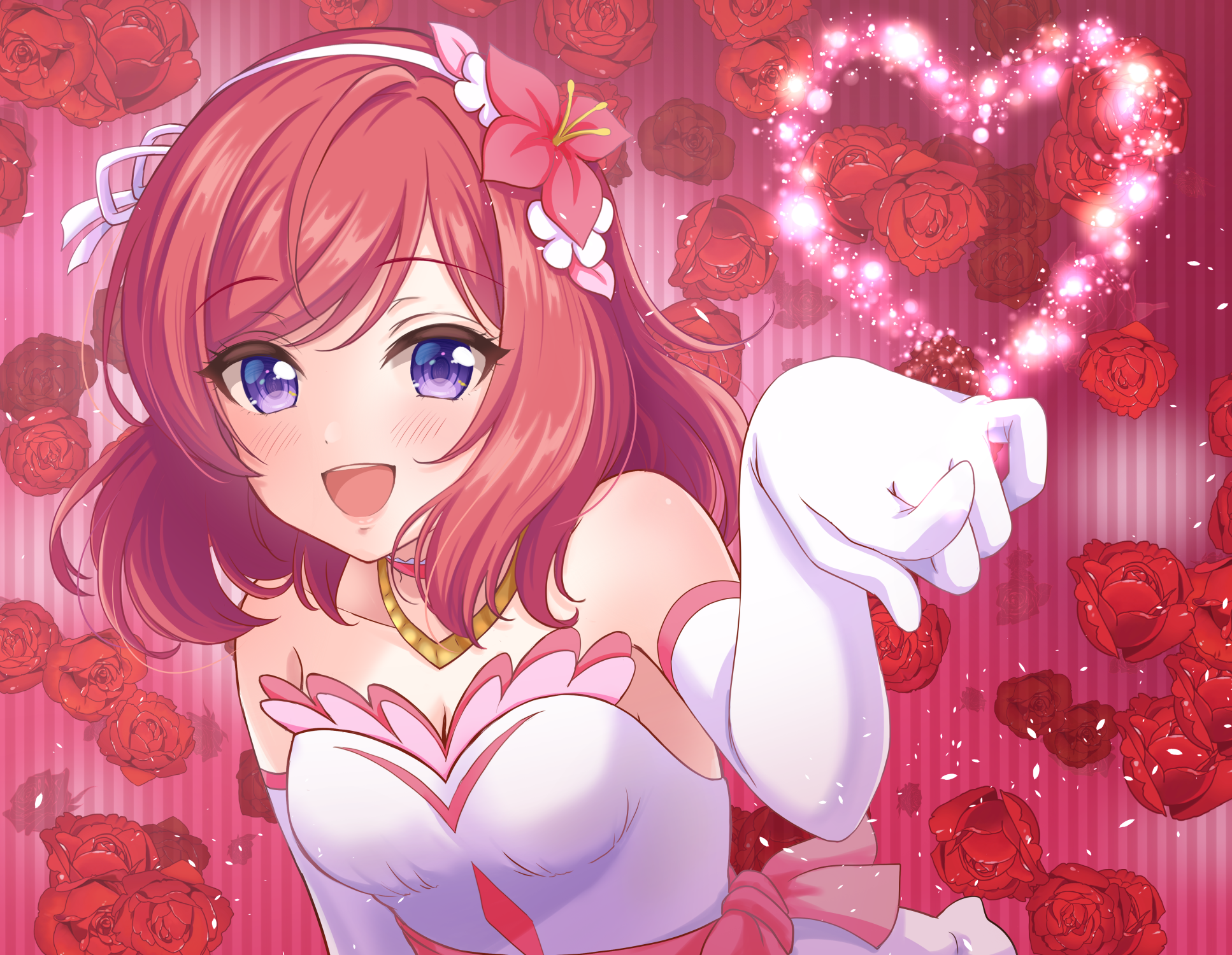 Maki Nishikino from Love Live! with roses HD Wallpaper