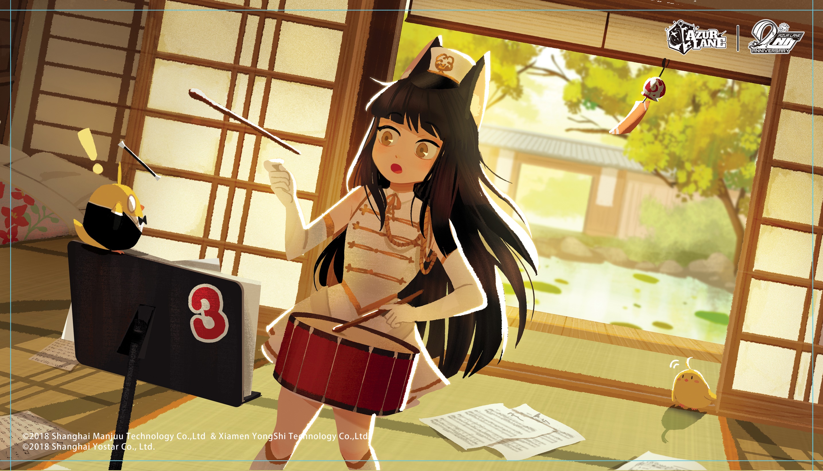 Azur Lane character playing drum HD Wallpaper