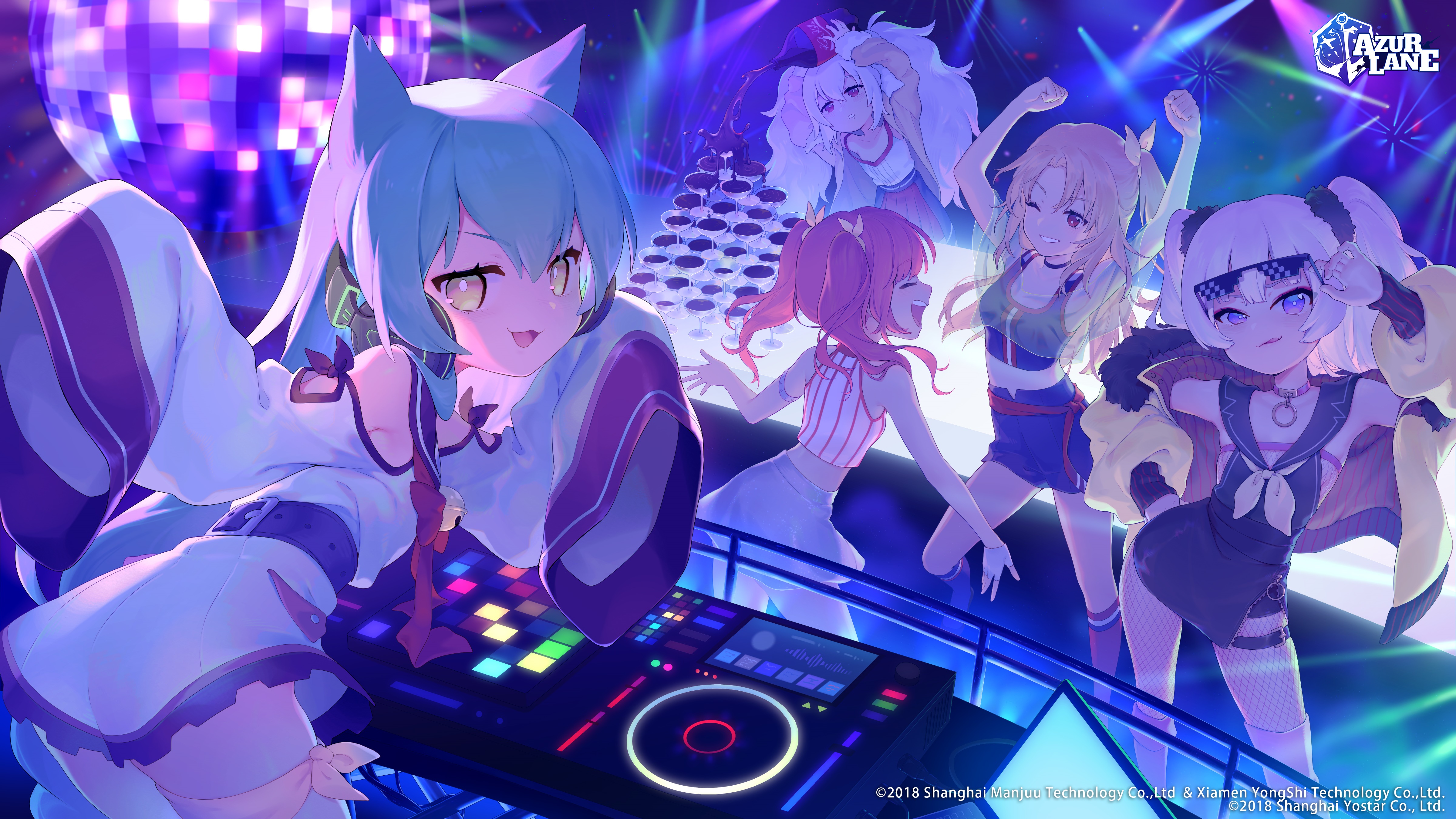 Azur Lane characters dancing at a party HD Wallpaper