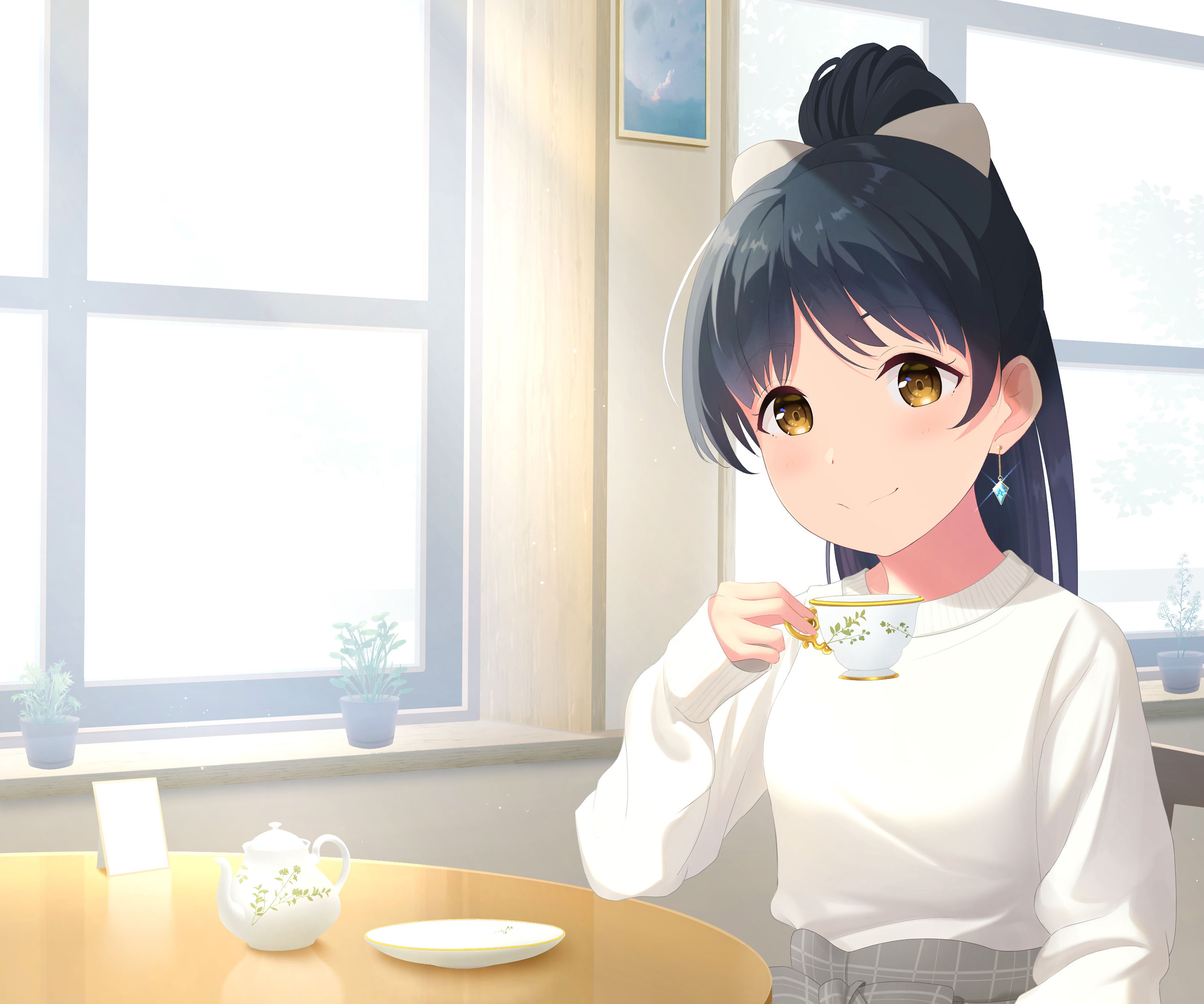 Ren Hazuki from Love Live! Superstar!! drinking tea HD Wallpaper