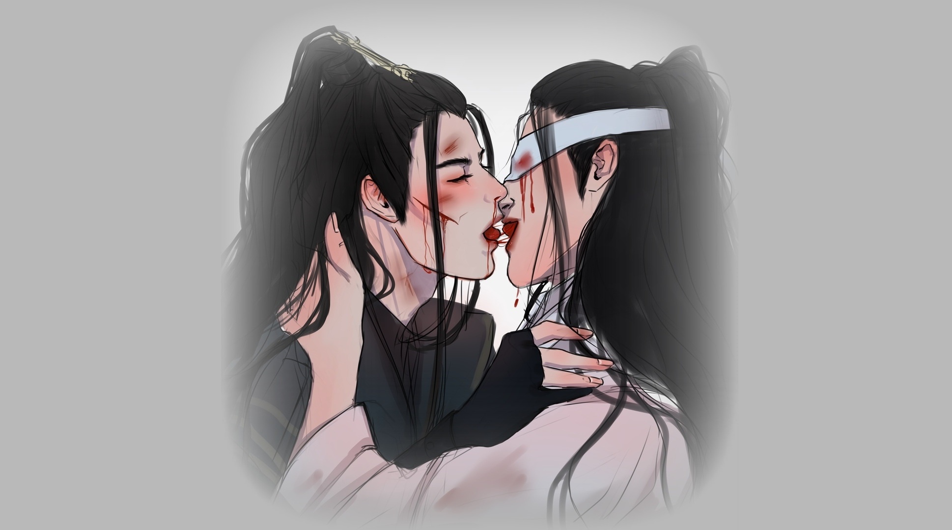 Xue Yang and Xiao Xingchen from The Untamed kissing HD Wallpaper