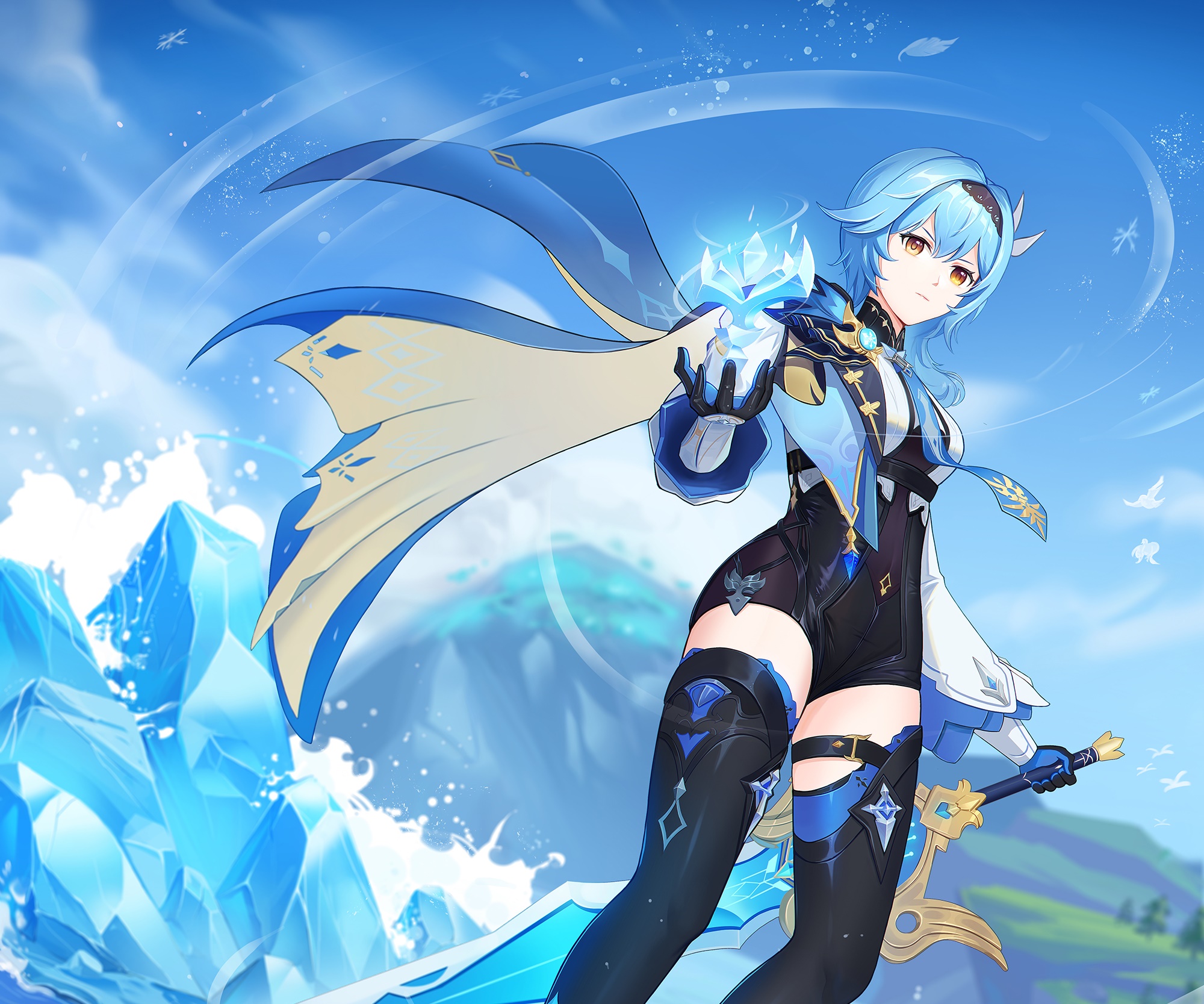 Eula from Genshin Impact with ice powers HD Wallpaper