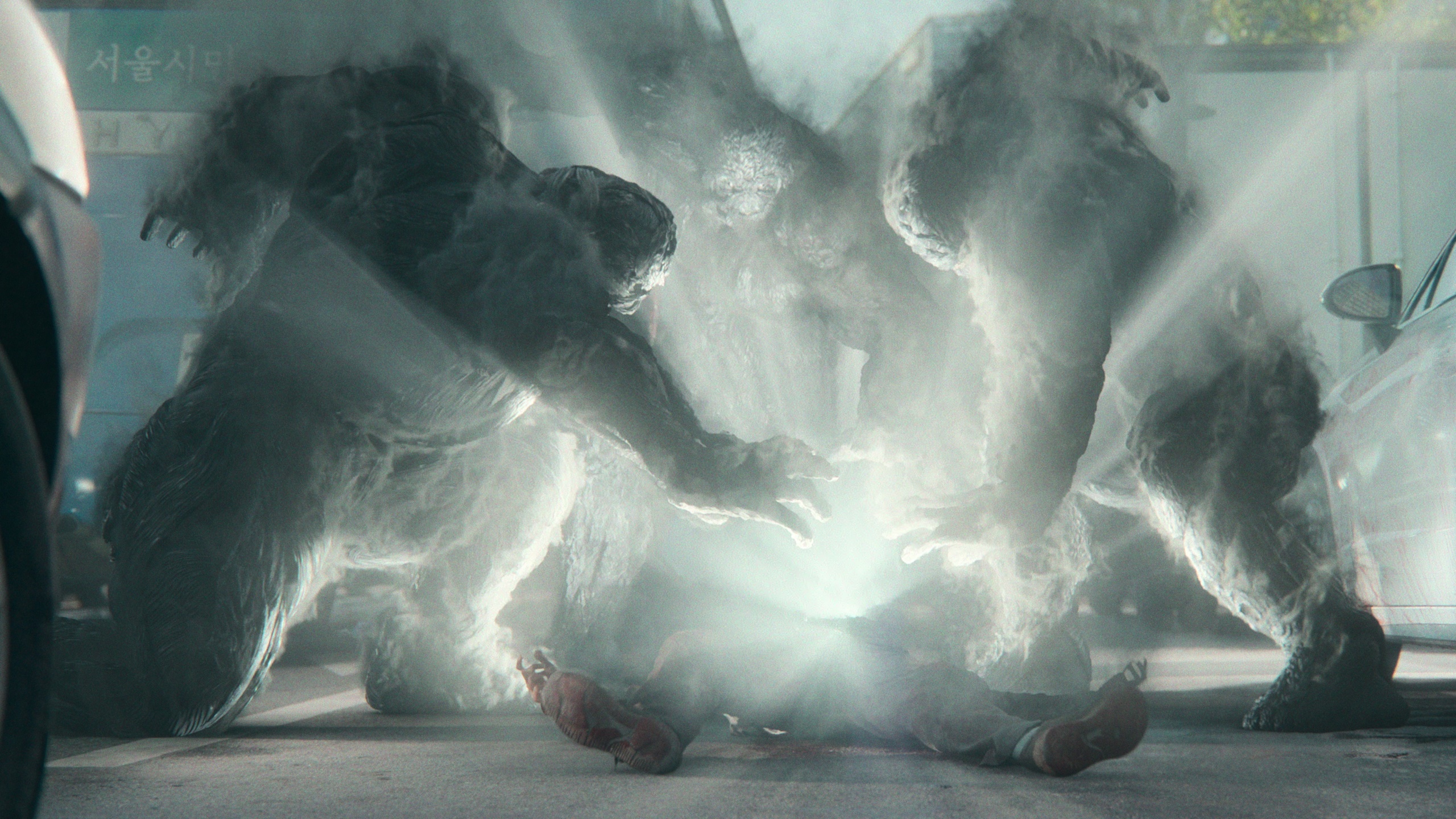 Hellbound creatures surrounding a person HD Wallpaper