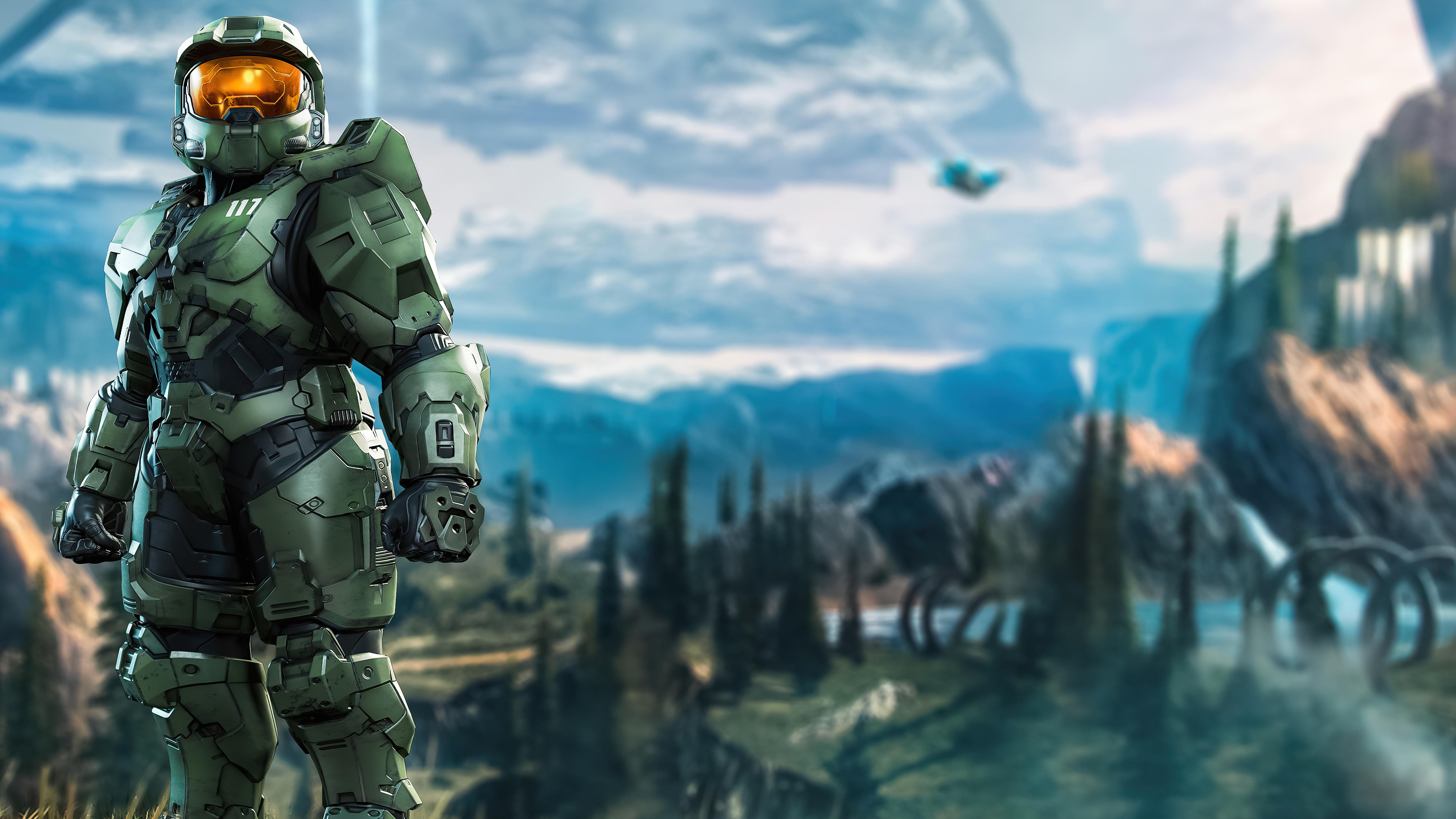 Master Chief from Halo in a landscape HD Wallpaper