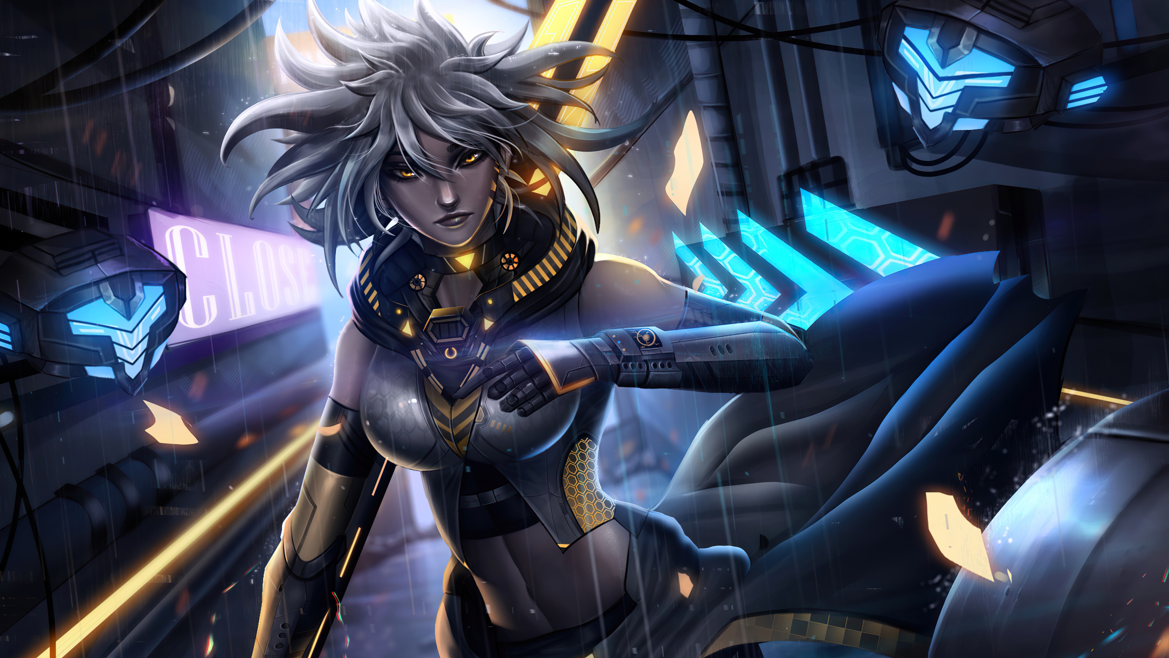 Sci Fi Woman in Futuristic City 4K HD Wallpaper