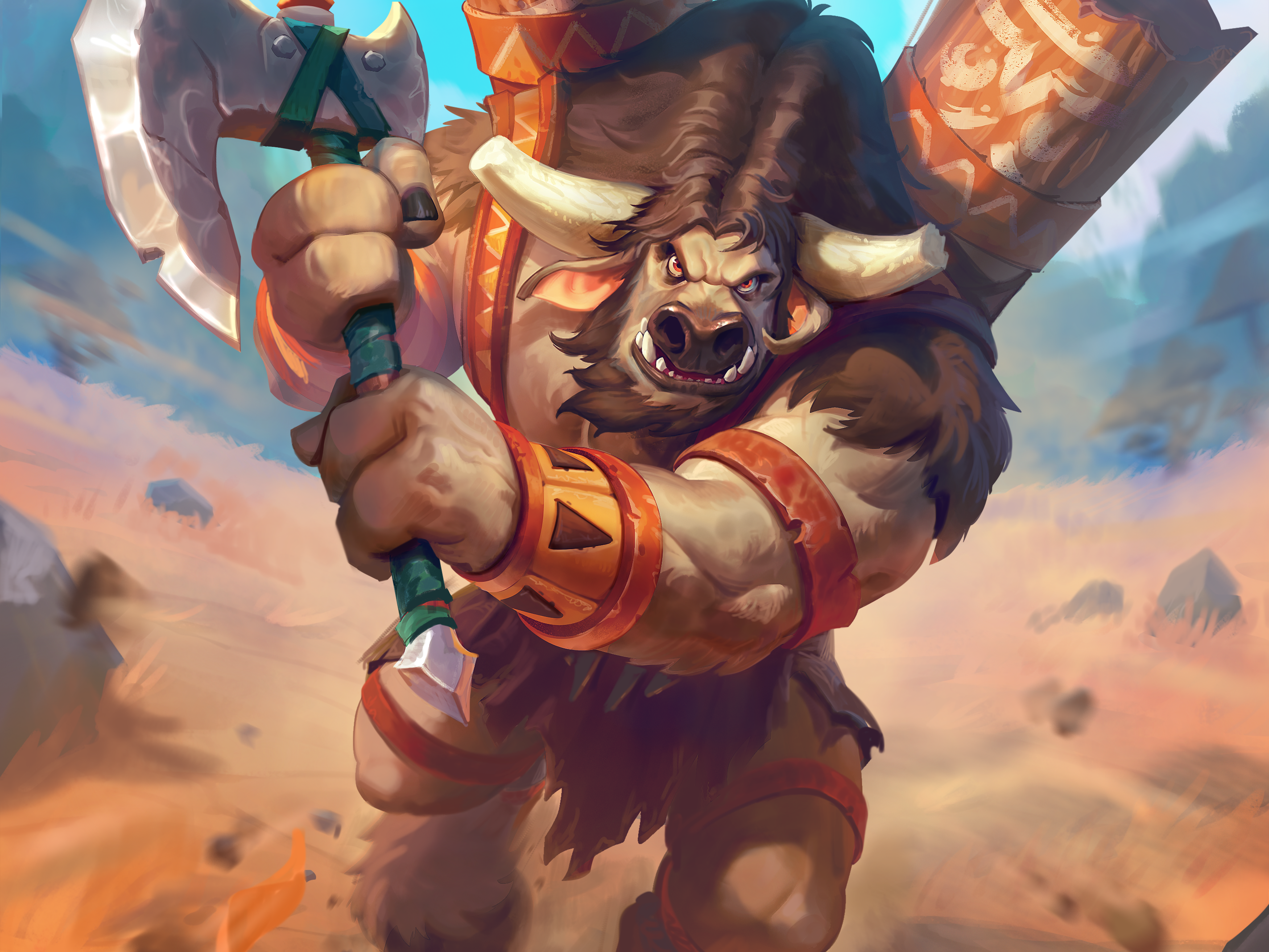 Minotaur Warrior with Axe from Hearthstone HD Wallpaper