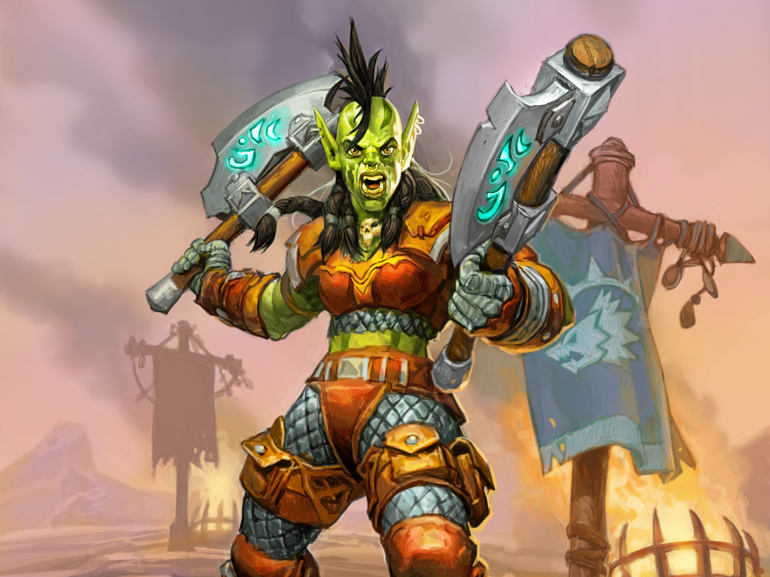 Orc Warrior with Axes from Hearthstone HD Wallpaper
