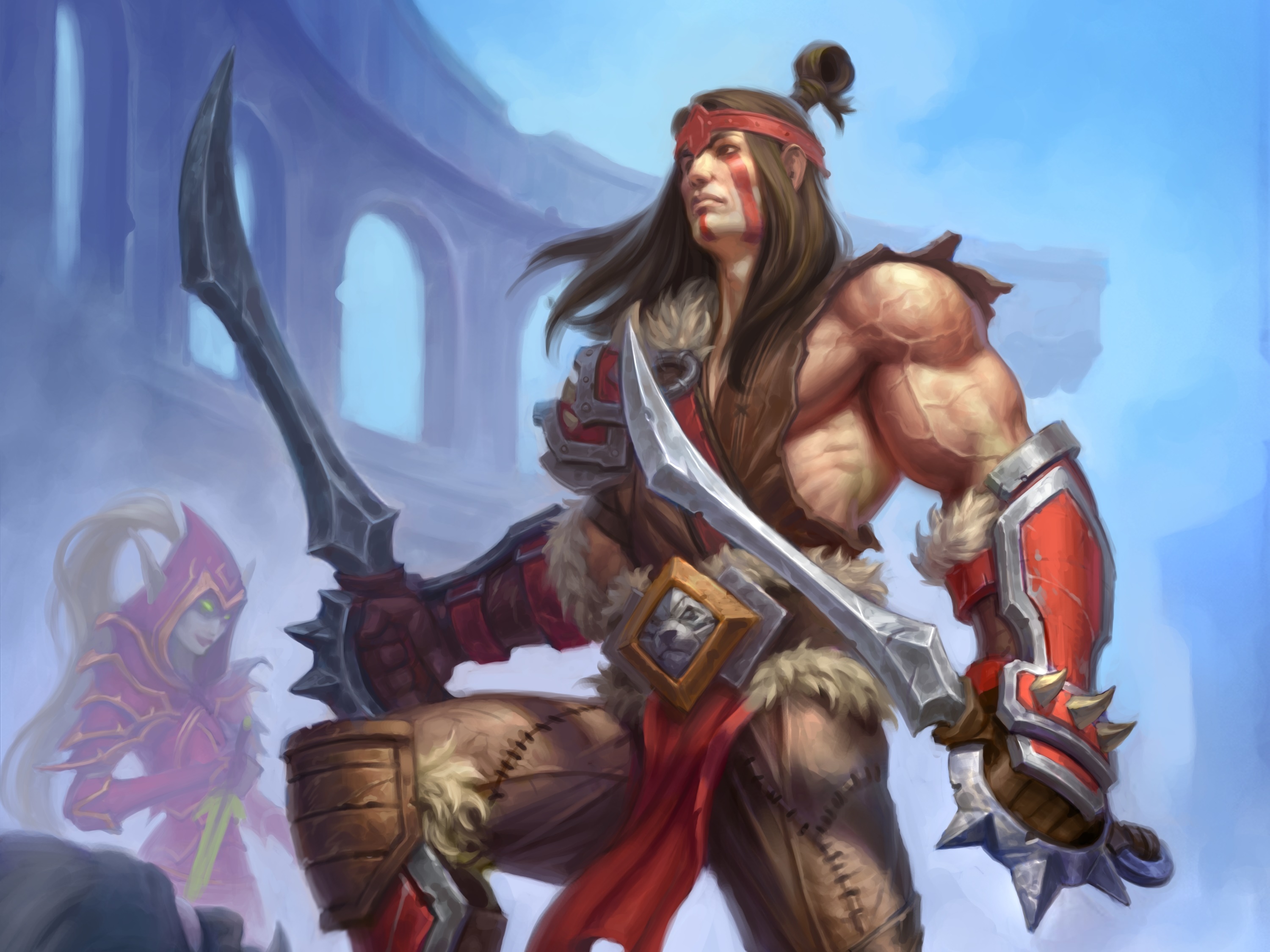 Warrior and Elf from Hearthstone: Heroes of Warcraft HD Wallpaper