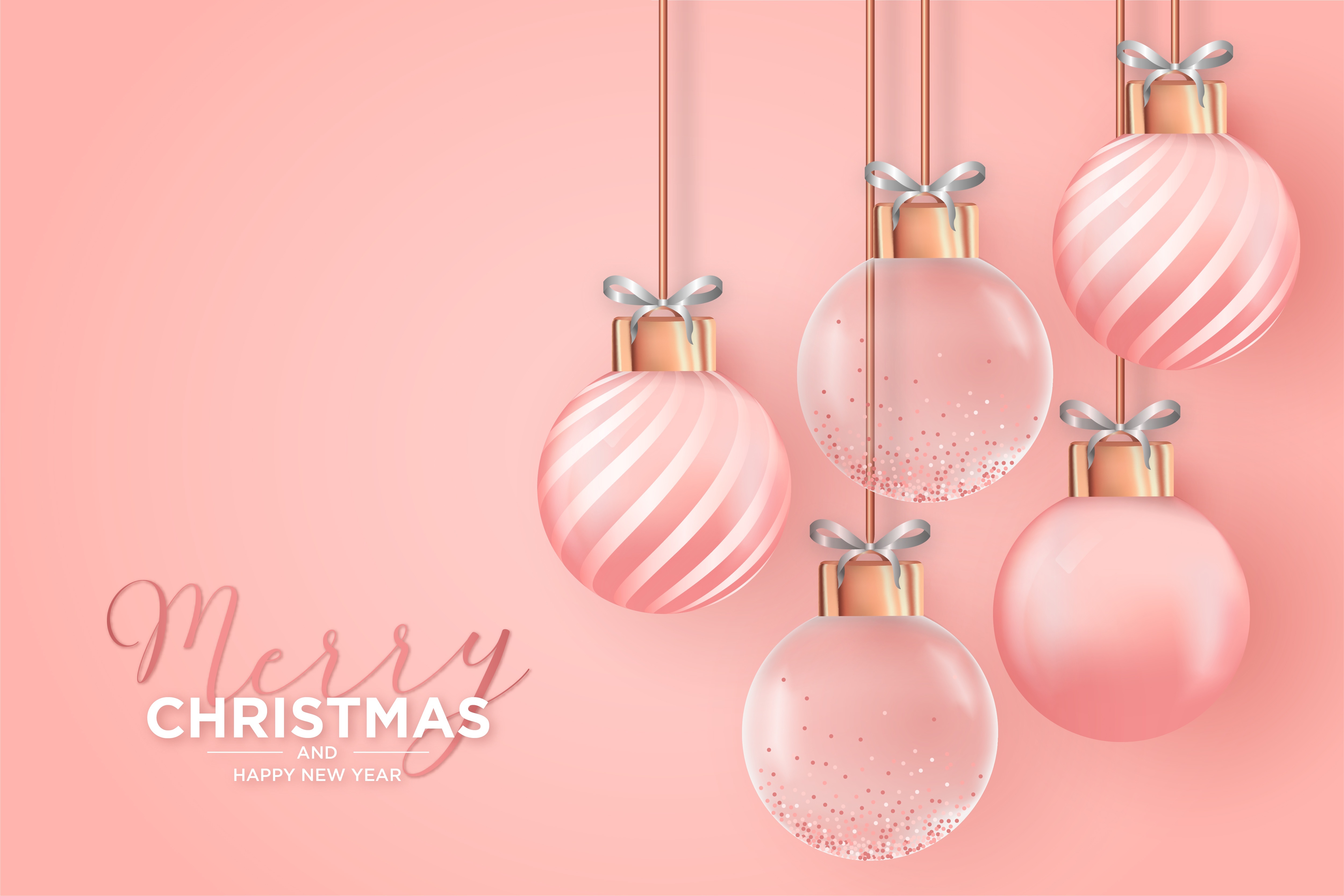 Merry Christmas Baubles Festive Decoration HD Wallpaper