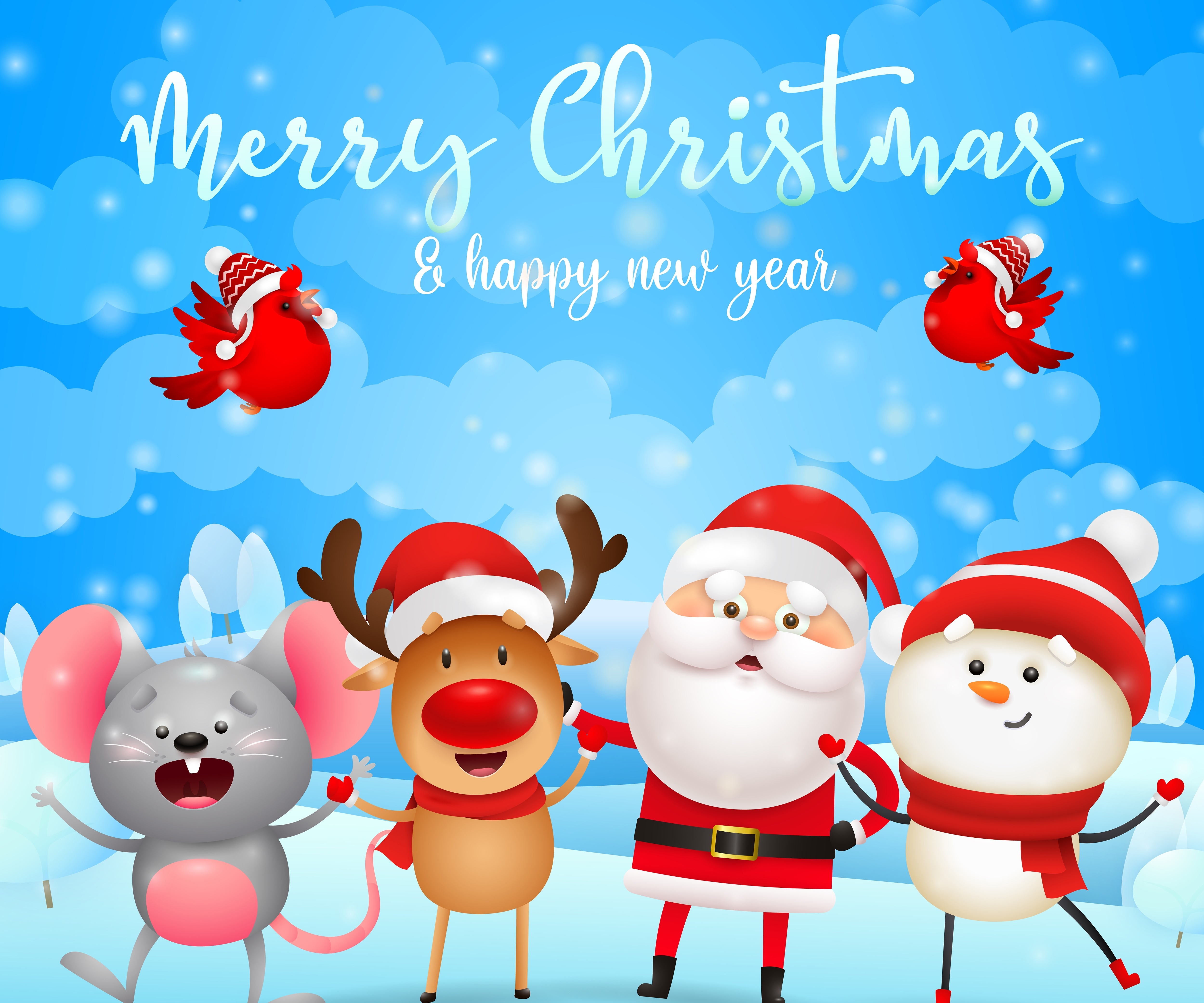 Merry Christmas and Happy New Year with Santa HD Wallpaper