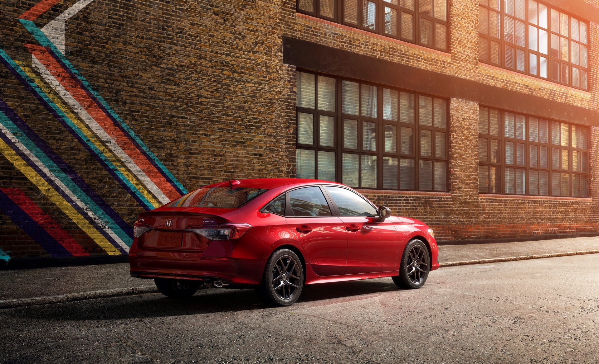 Red Honda Civic Sedan parked on street HD Wallpaper