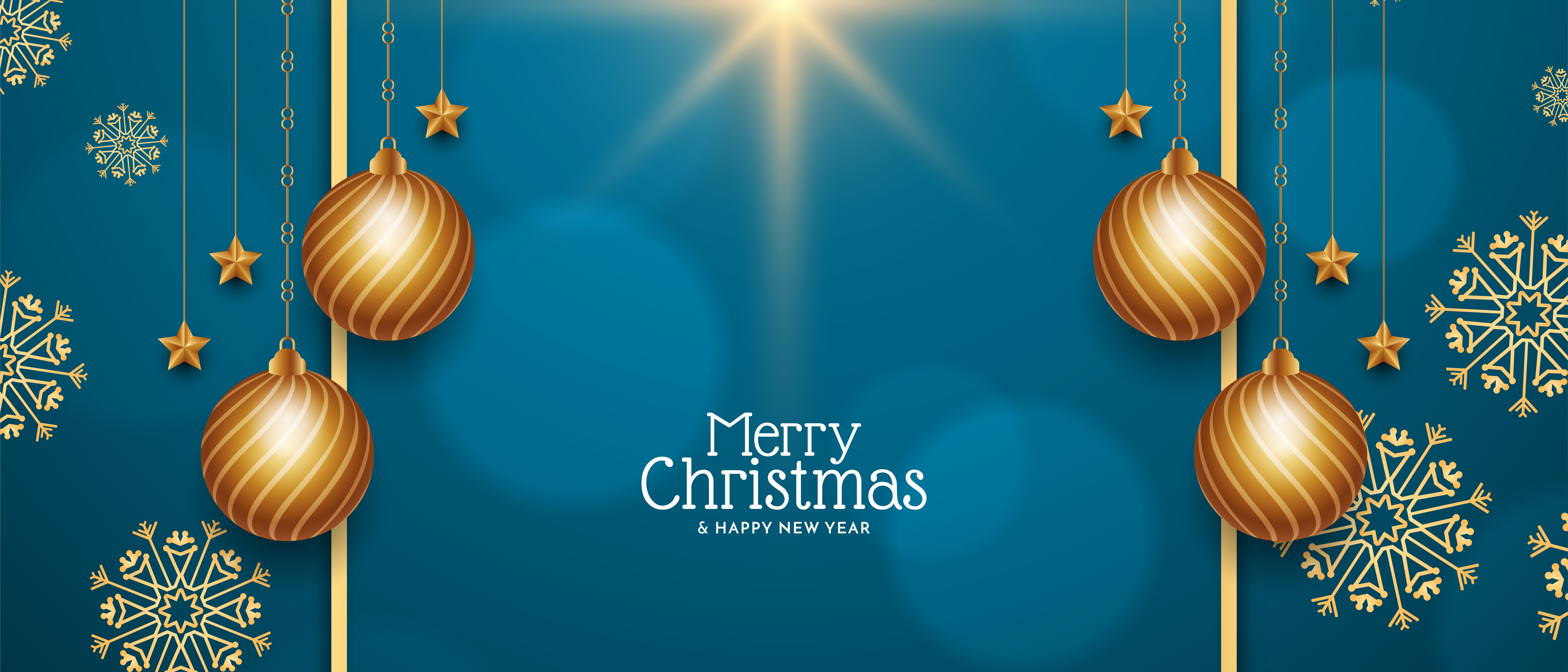 Merry Christmas and Happy New Year banner HD Wallpaper