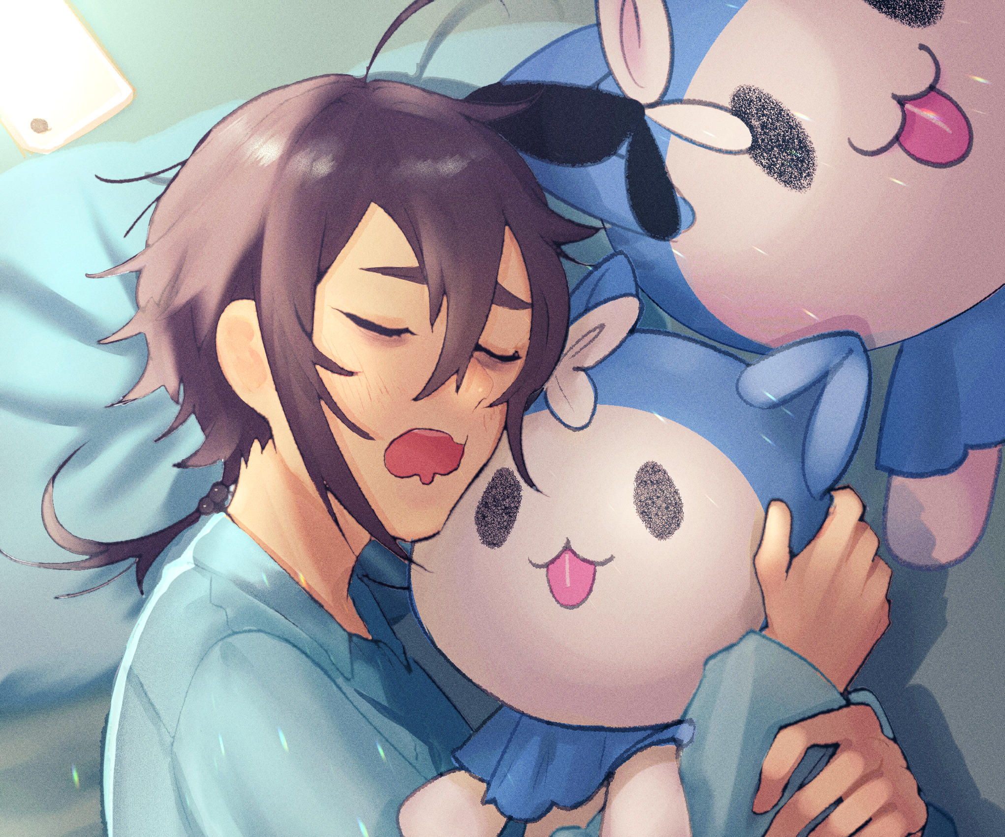 Zaizen Eba sleeping with plush toys HD Wallpaper