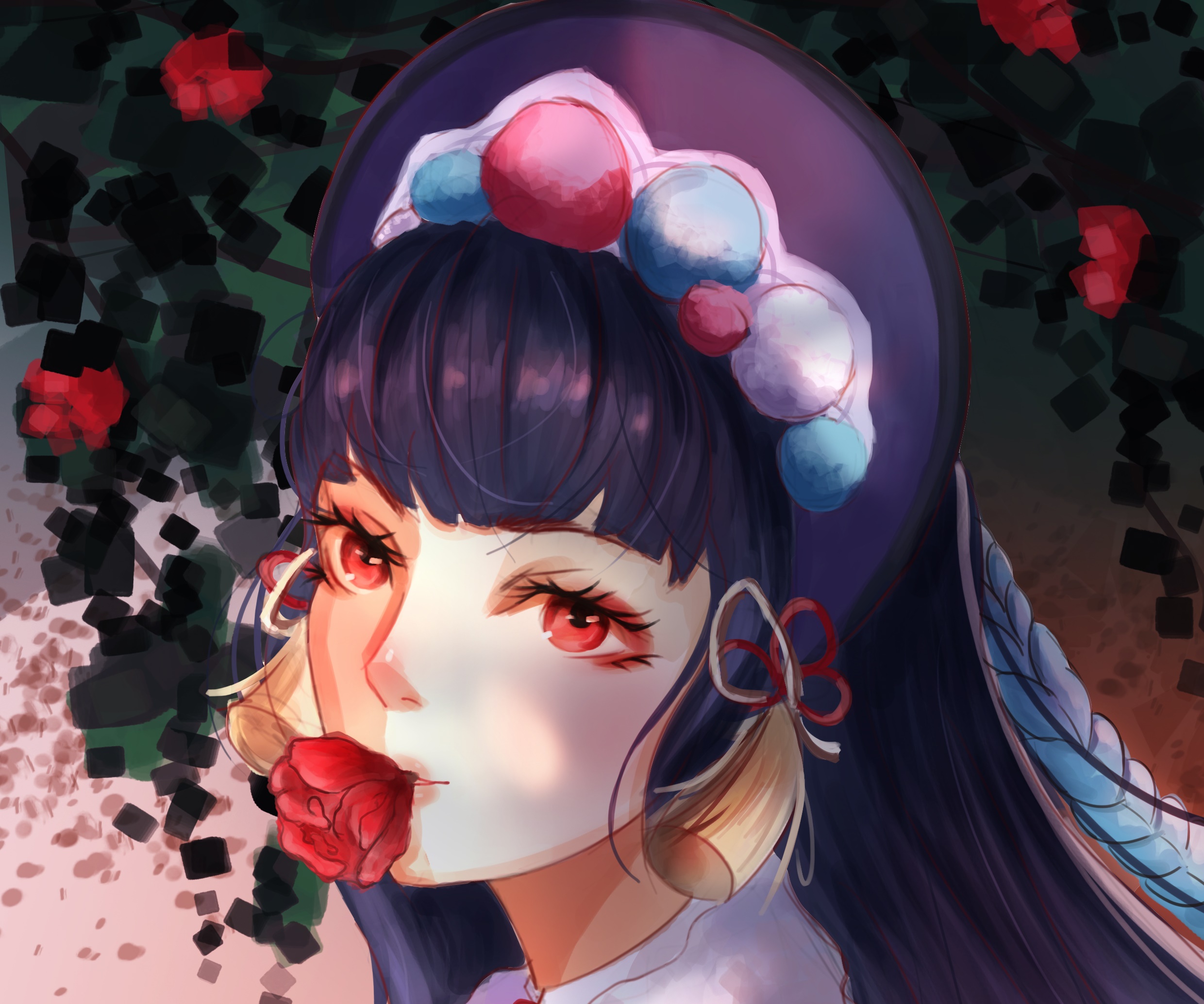 Yun Jin from Genshin Impact with a rose HD Wallpaper