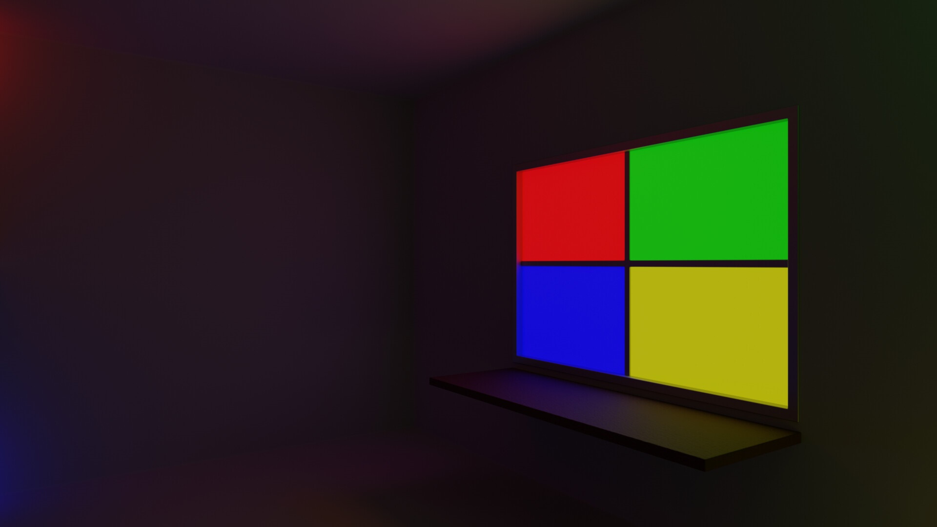 Windows logo in a dark room HD Wallpaper