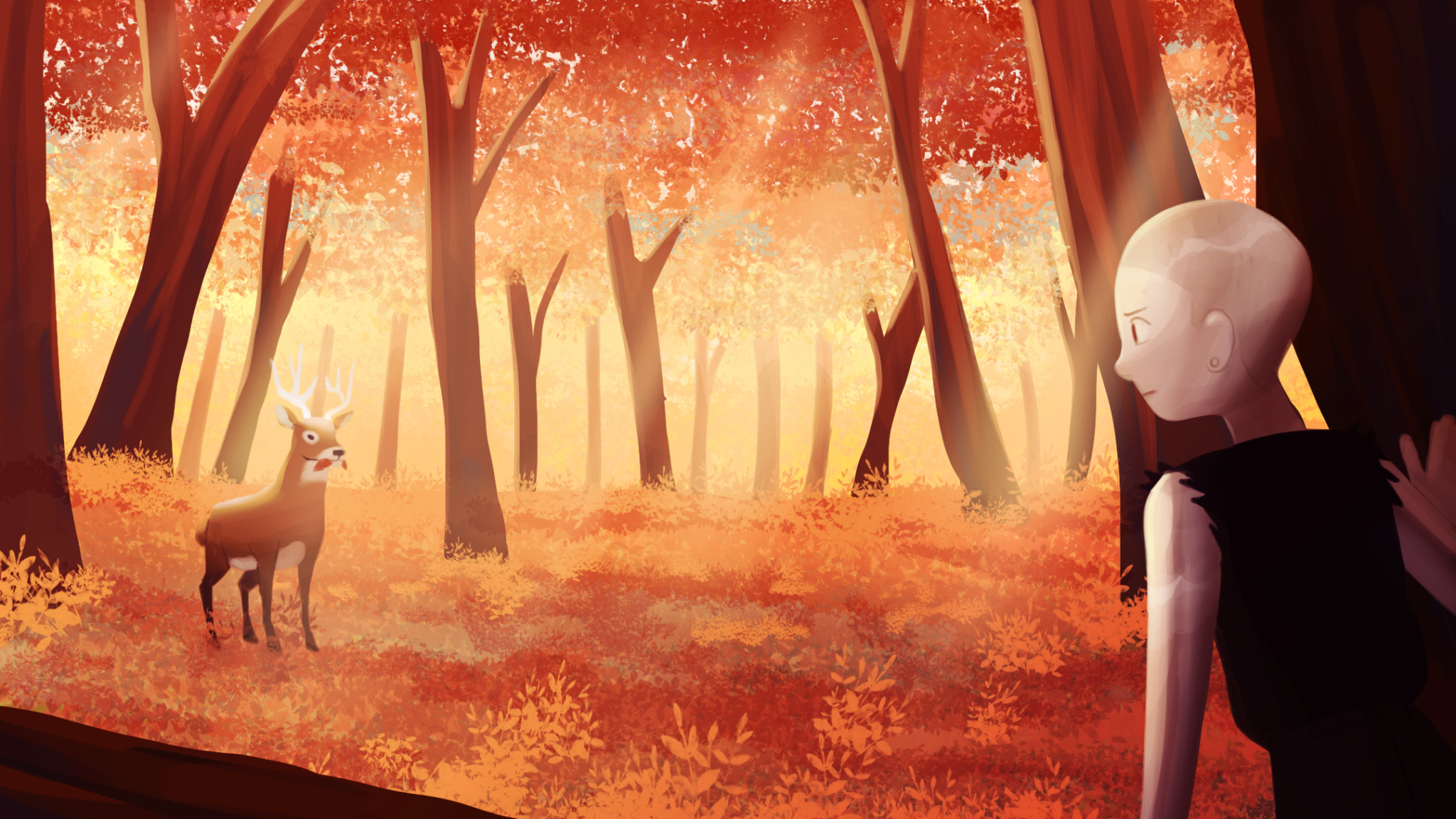 Lake from Infinity Train in a forest HD Wallpaper