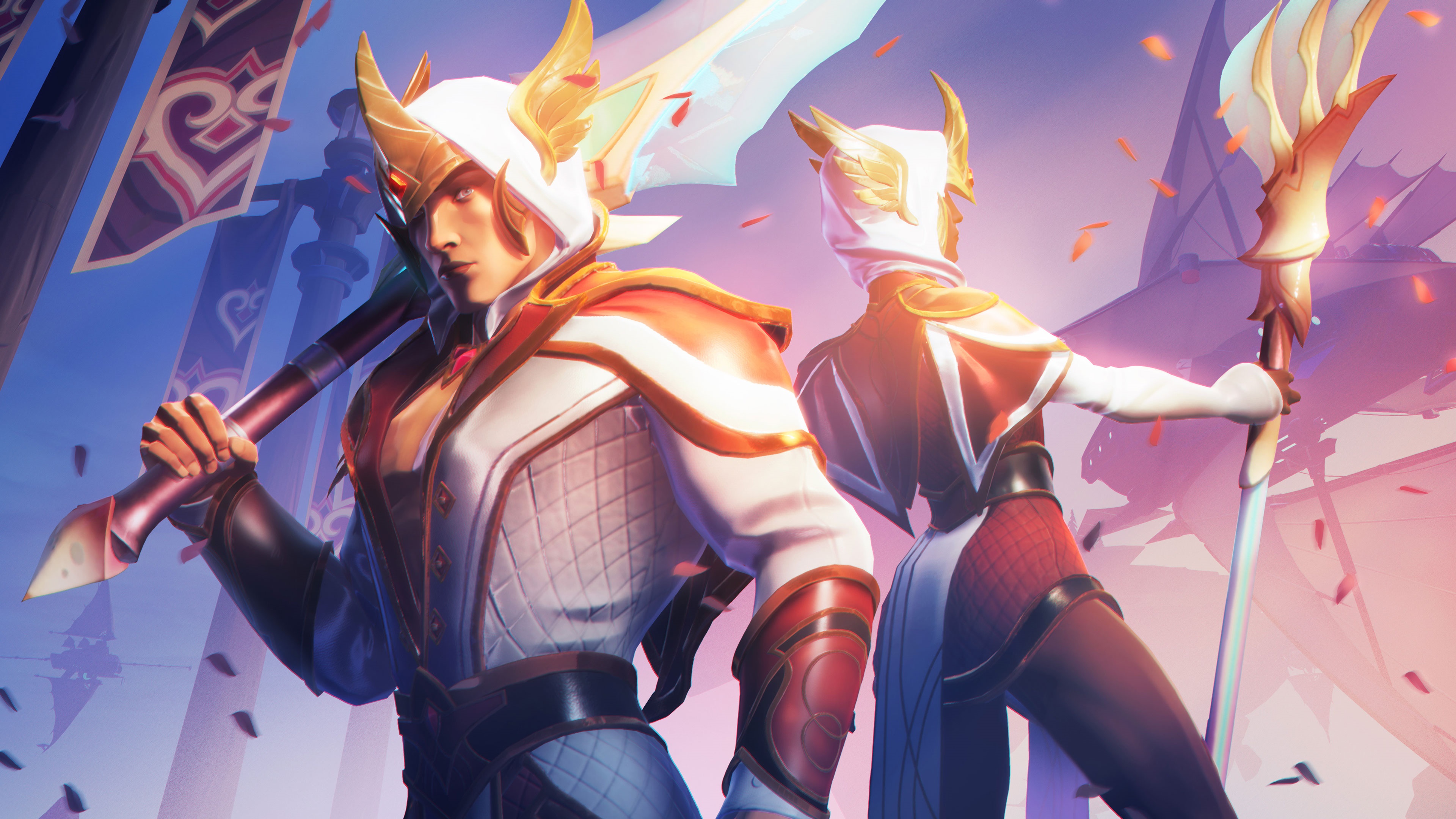 Two warriors from Dauntless in ceremonial armor HD Wallpaper