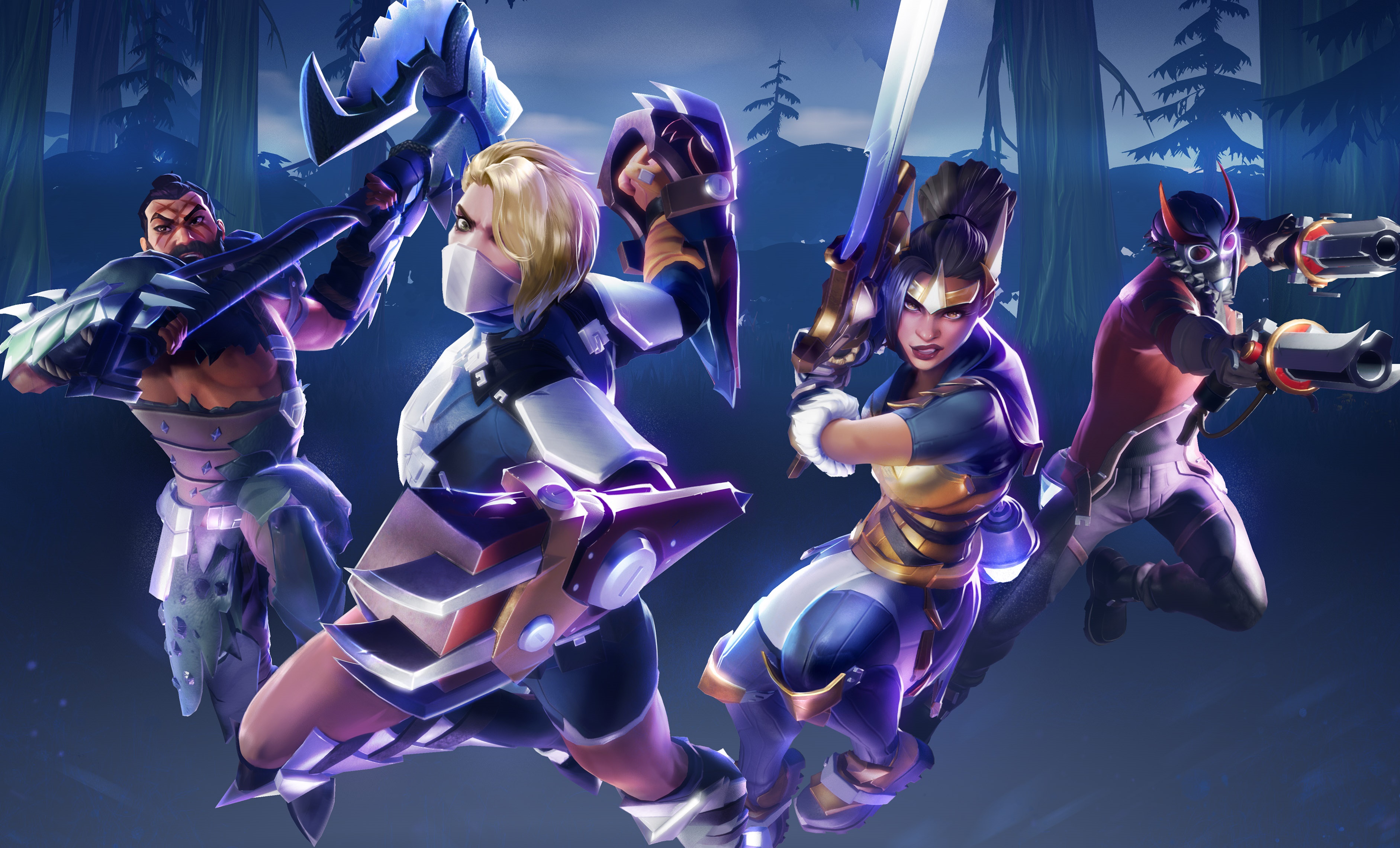 Four warriors from Dauntless in a forest HD Wallpaper