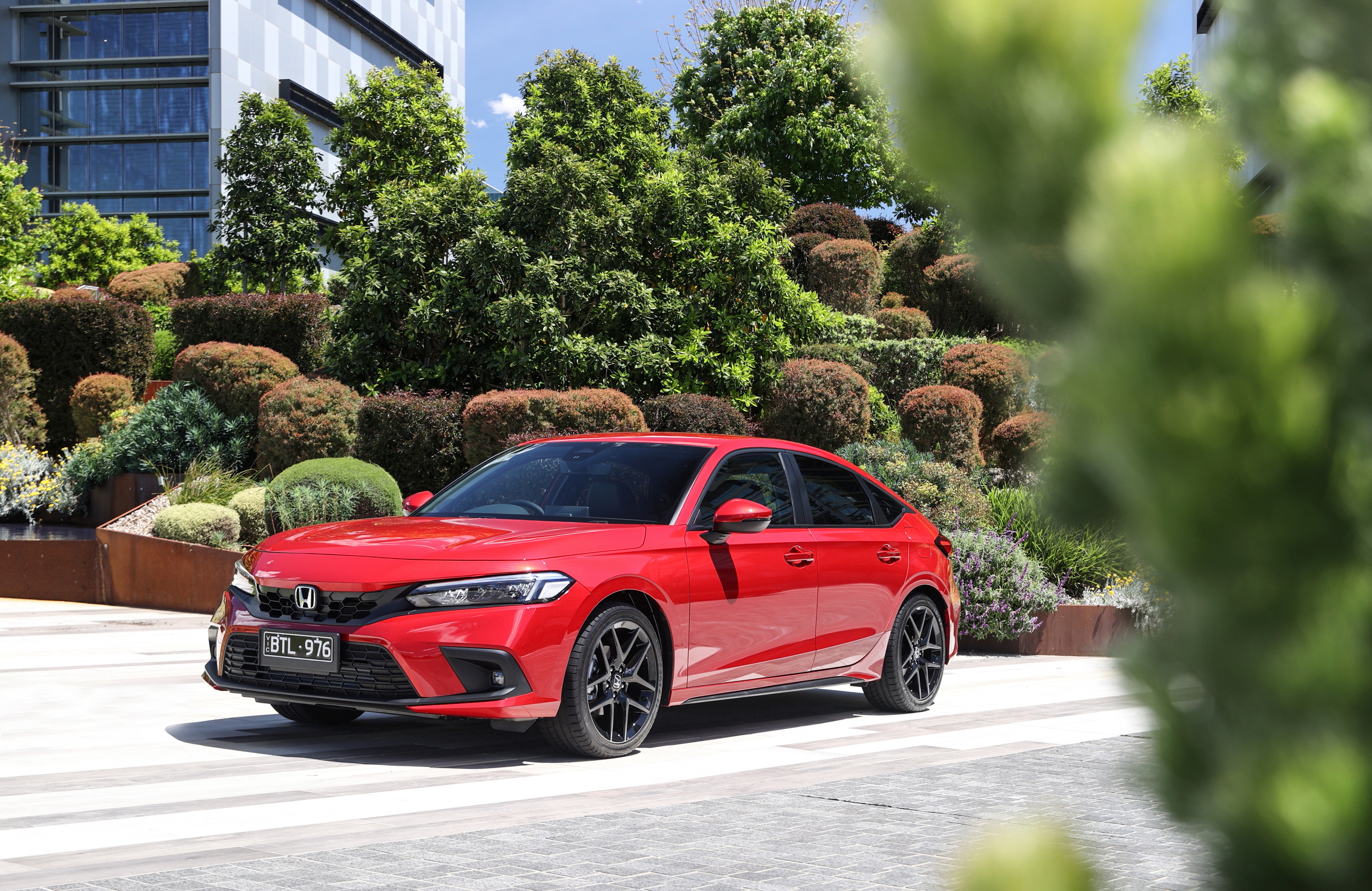 Red Honda Civic Hatchback 4K HD Wallpaper