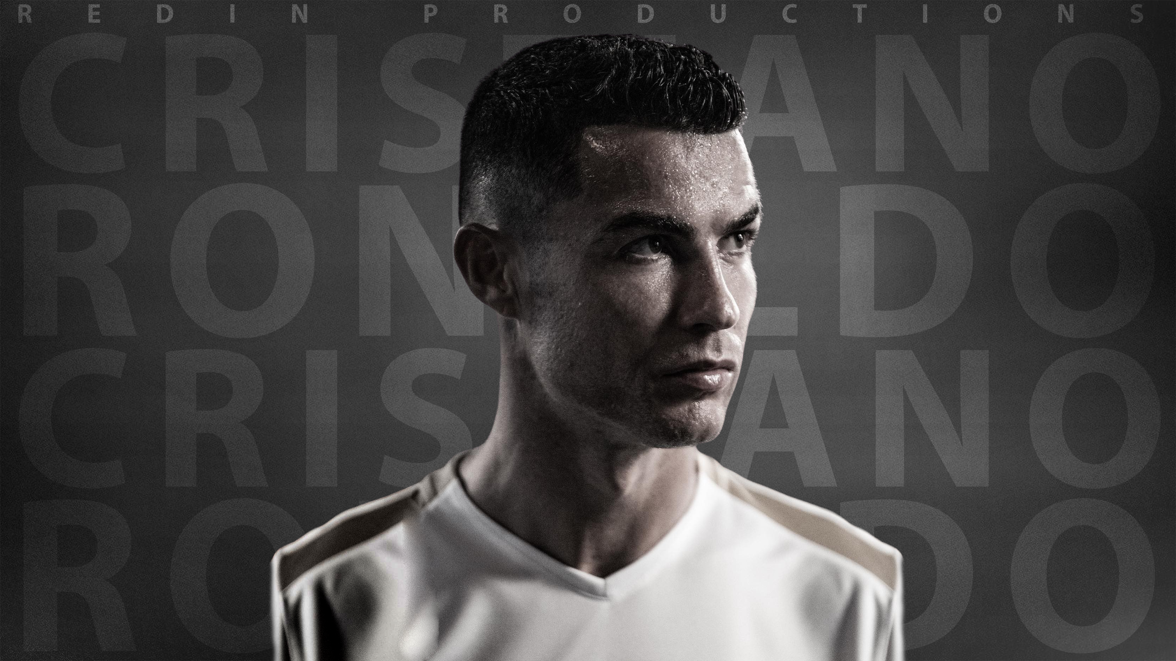Cristiano Ronaldo with REDIN PRODUCTIONS text HD Wallpaper
