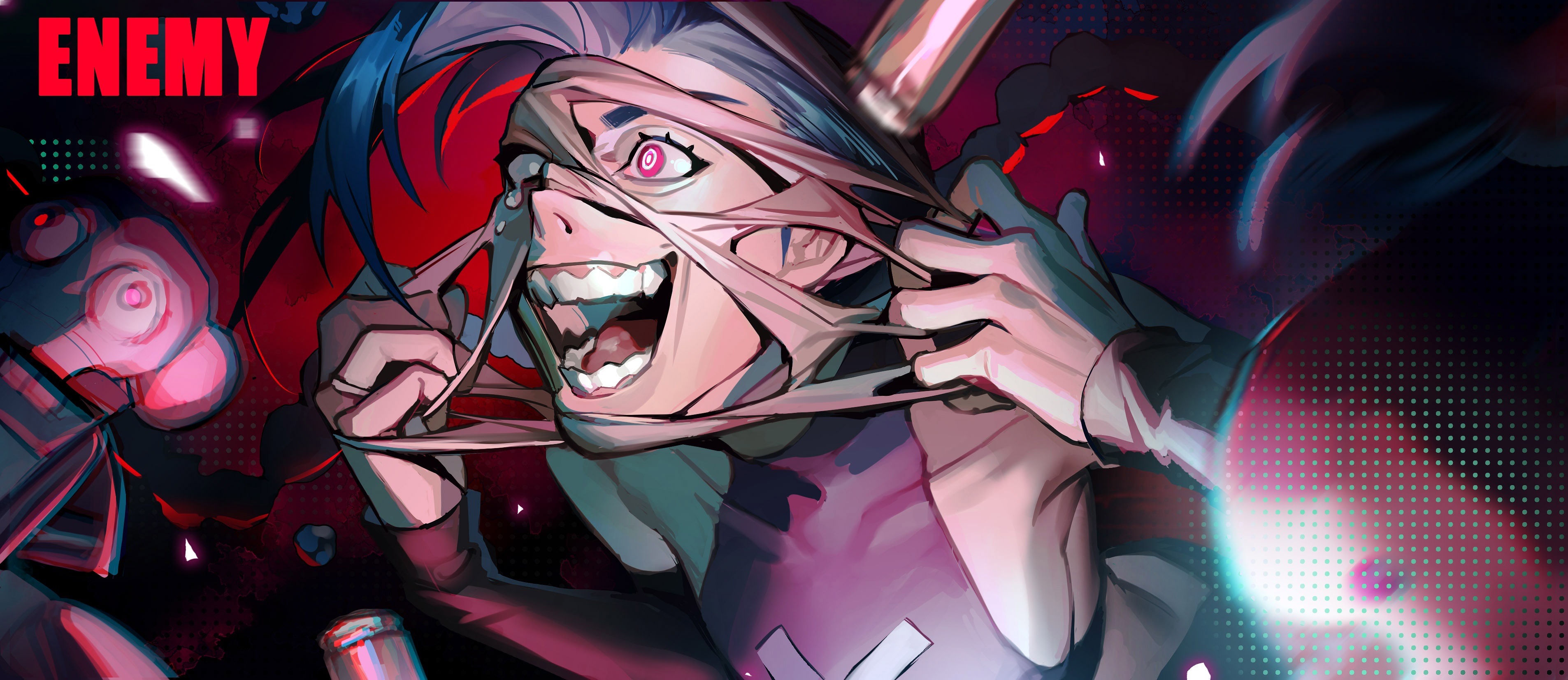 Jinx from League of Legends tearing her face HD Wallpaper