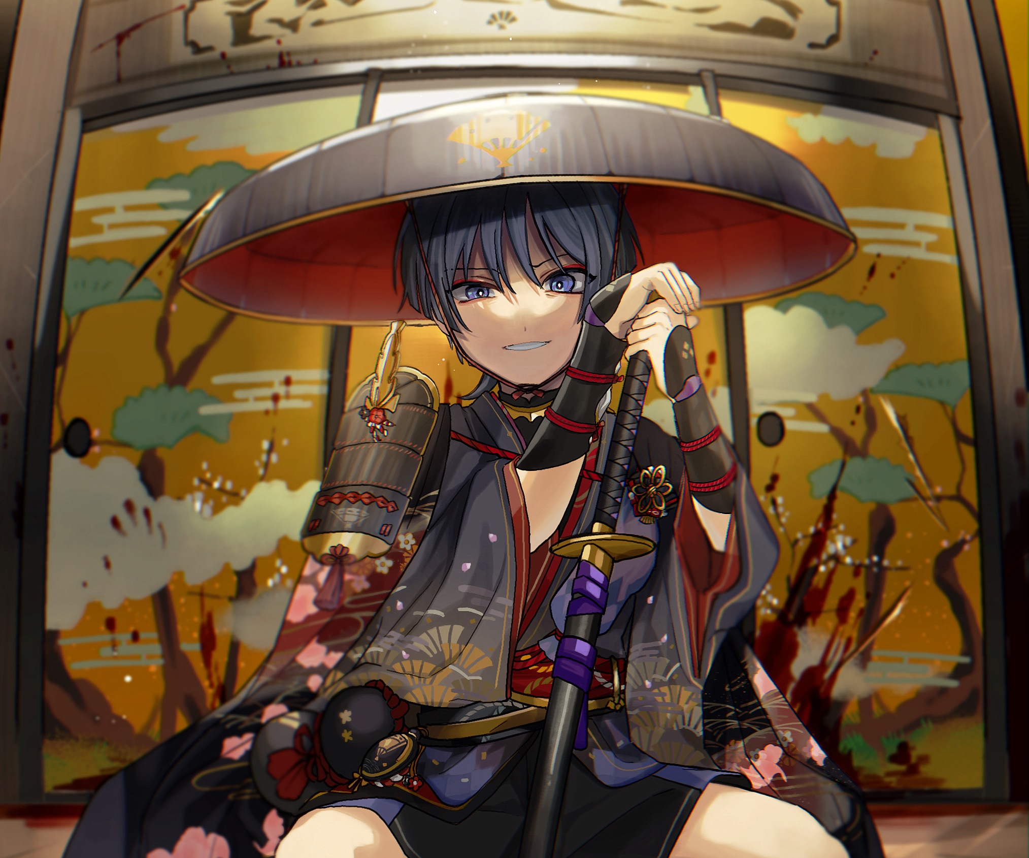 Scaramouche from Genshin Impact with a sword HD Wallpaper