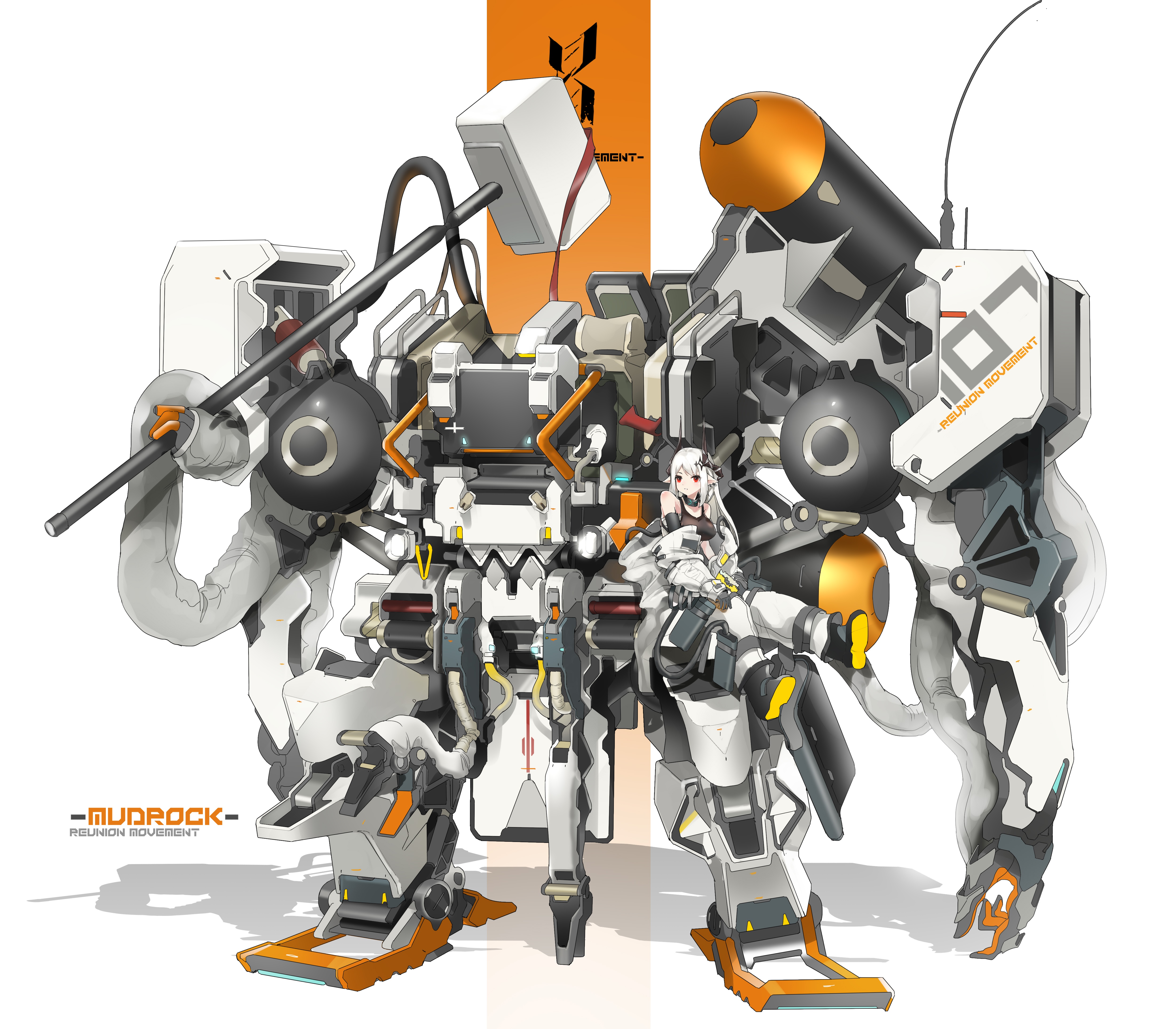 Mudrock from Arknights with a mech HD Wallpaper