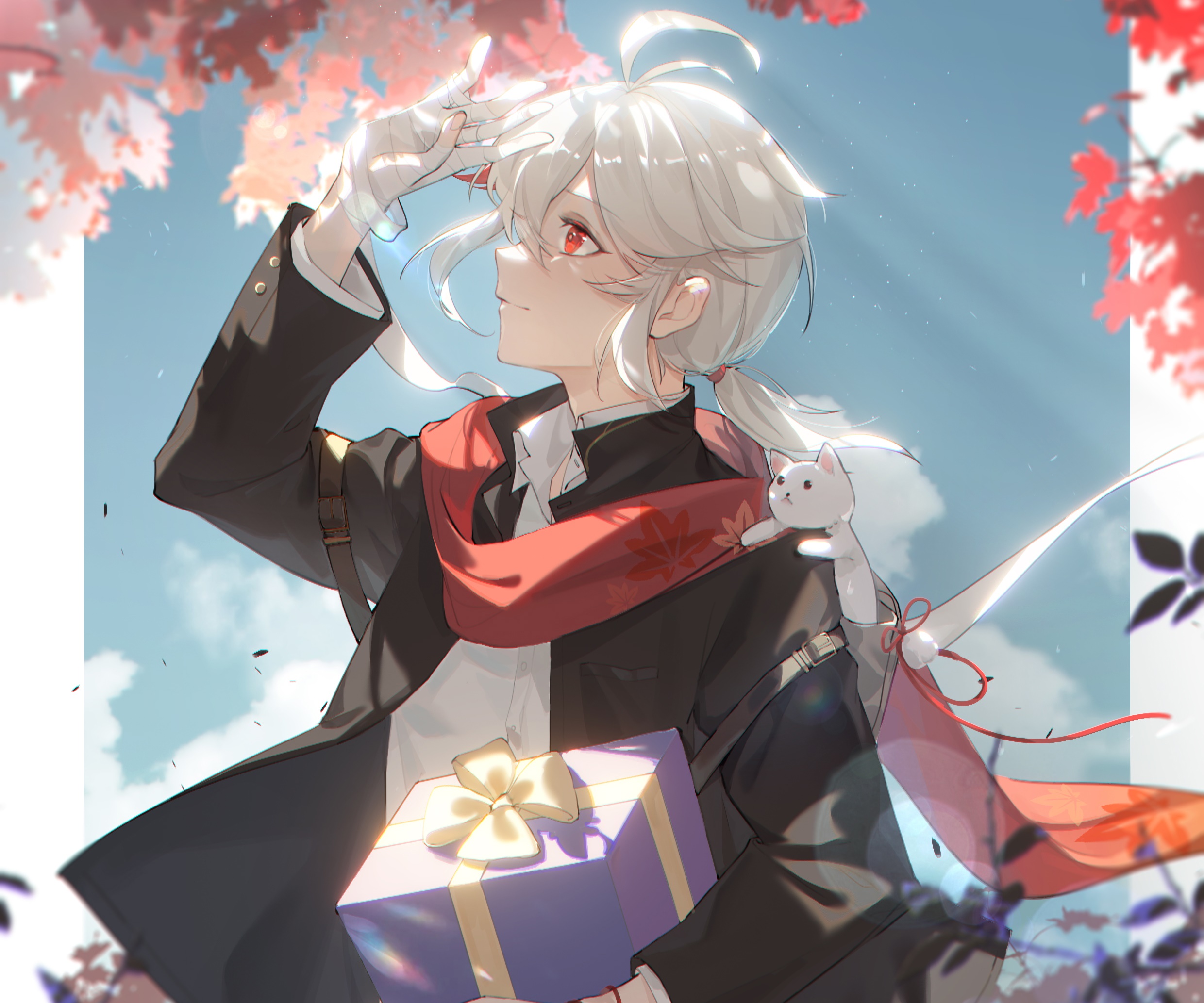 Kaedehara Kazuha from Genshin Impact with a gift HD Wallpaper