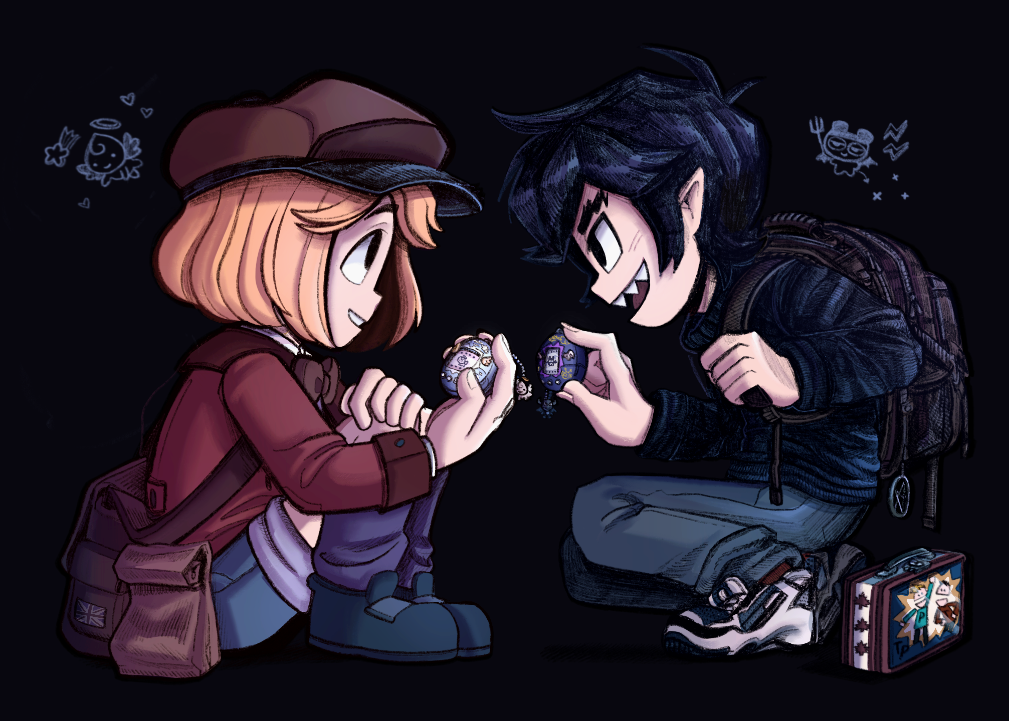 Pip Pirrup and Damien Thorn from South Park with Tamagotchis HD Wallpaper