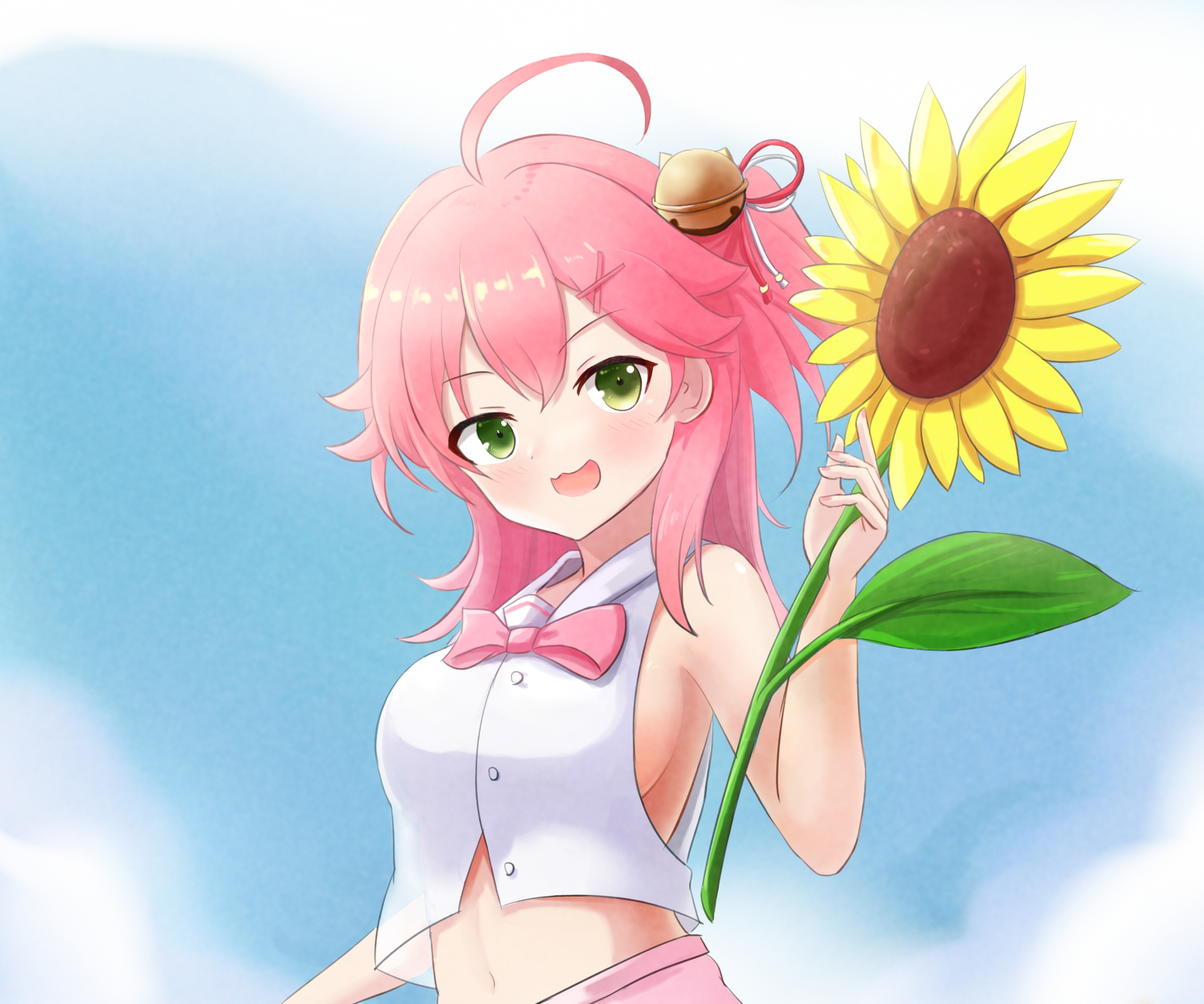 Sakura Miko from Hololive holding a sunflower HD Wallpaper