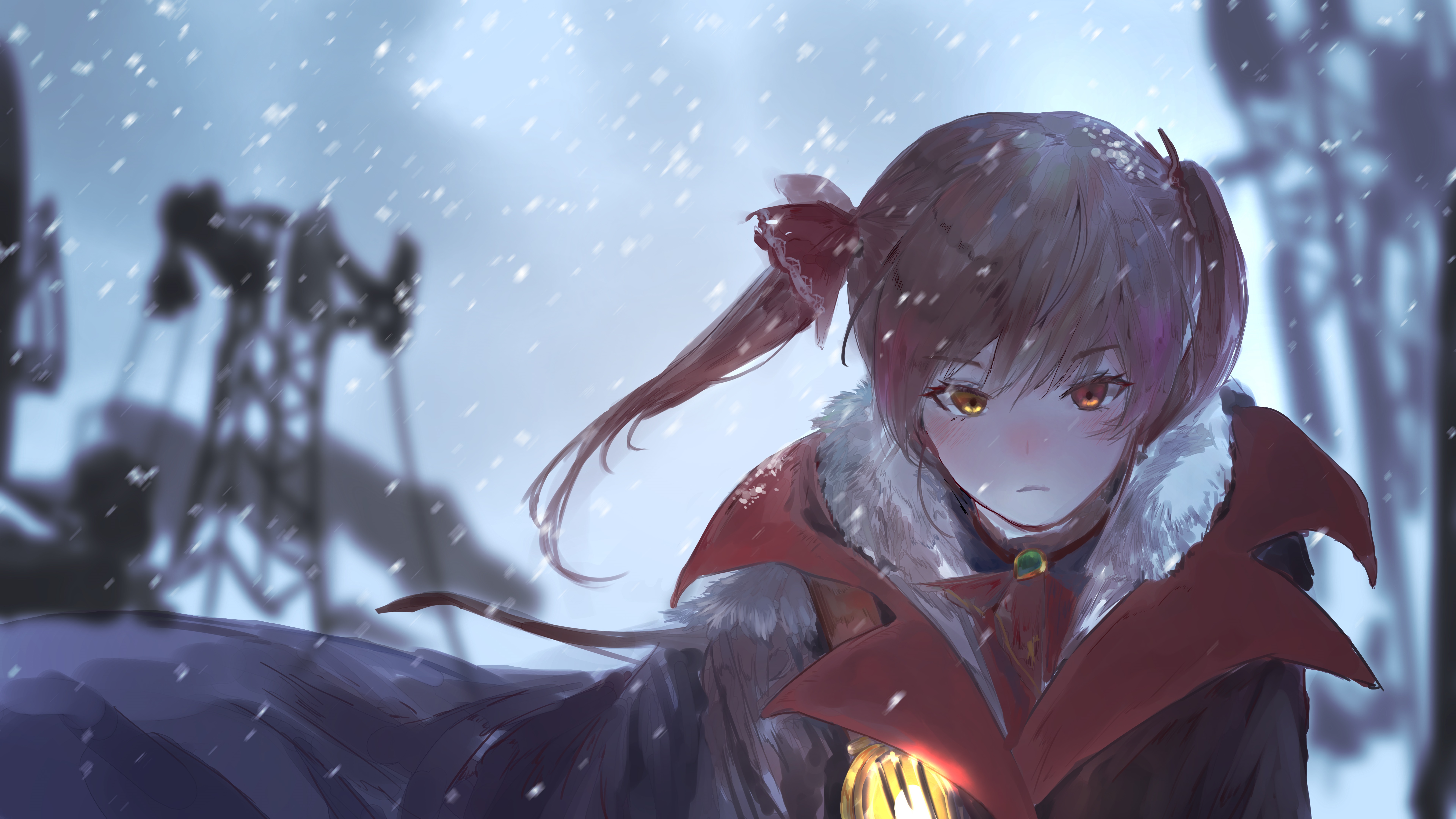 Houshou Marine in a Snowy Environment HD Wallpaper