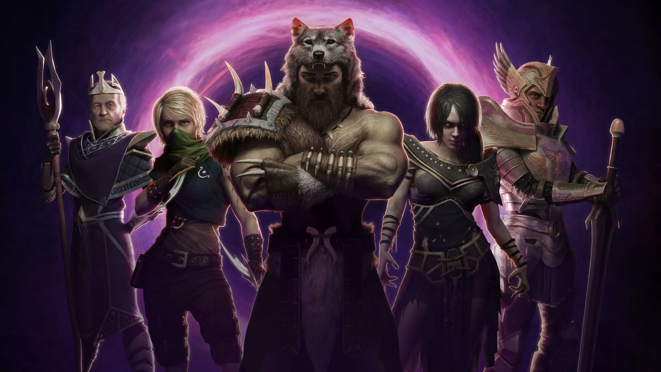 Last Epoch characters in front of purple portal HD Wallpaper