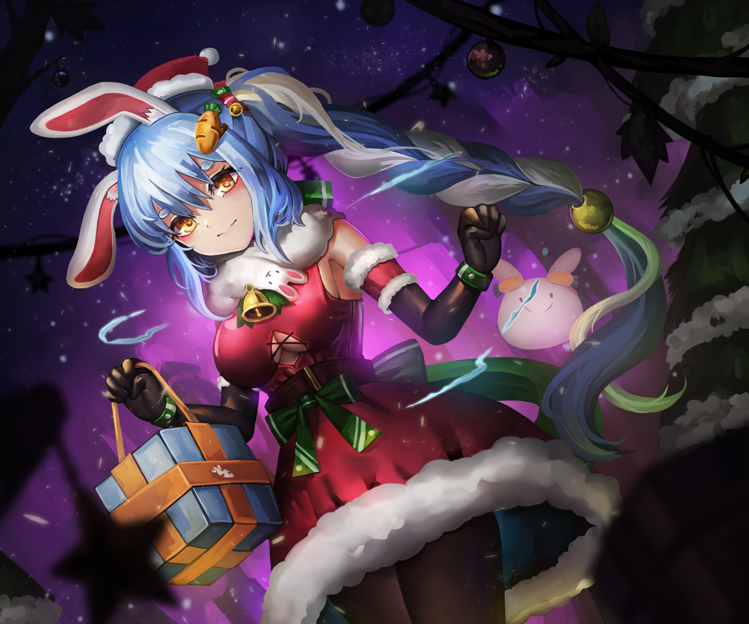 Usada Pekora from Hololive in Christmas Outfit HD Wallpaper