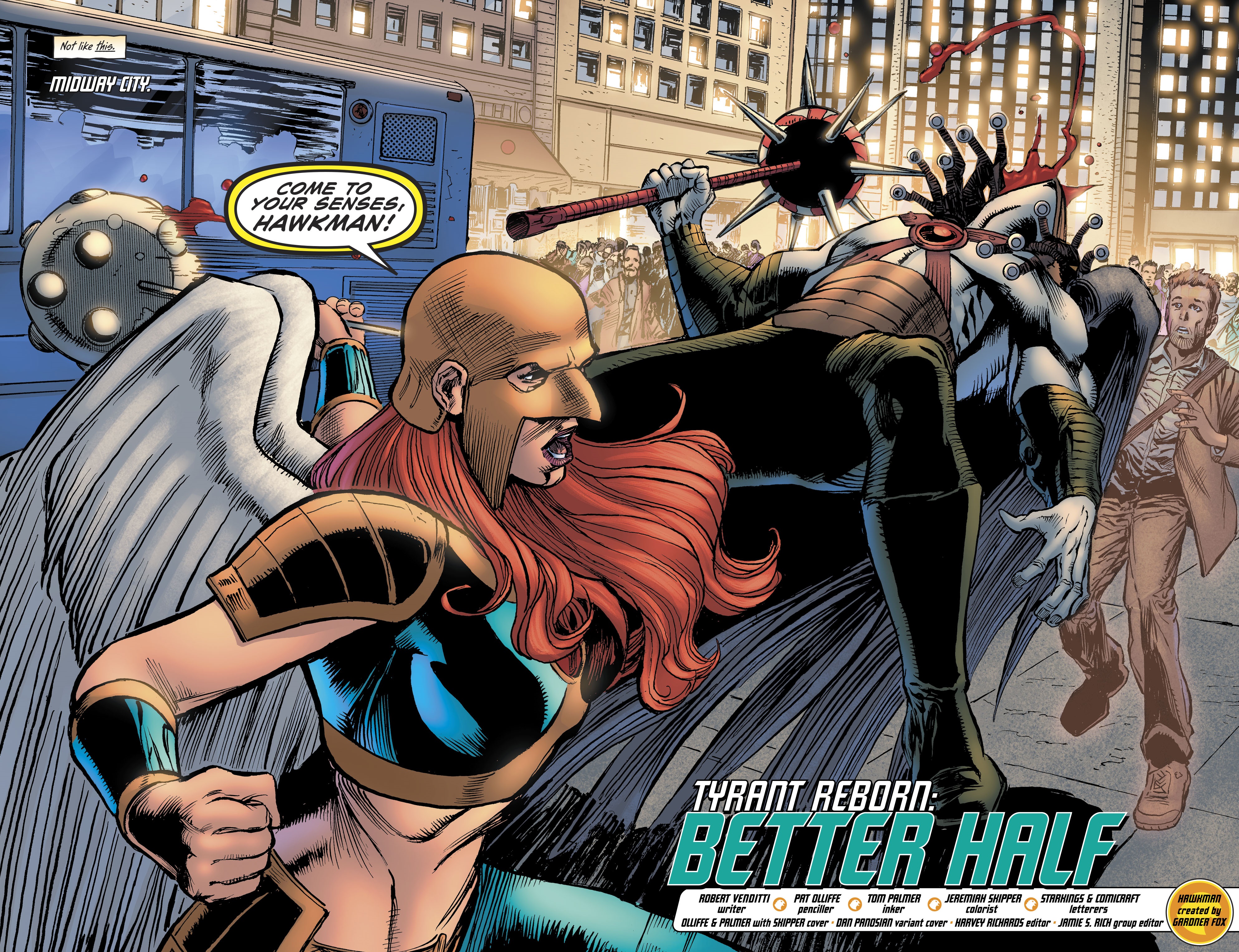 Hawkwoman and Tyrant Reborn in Midway City HD Wallpaper
