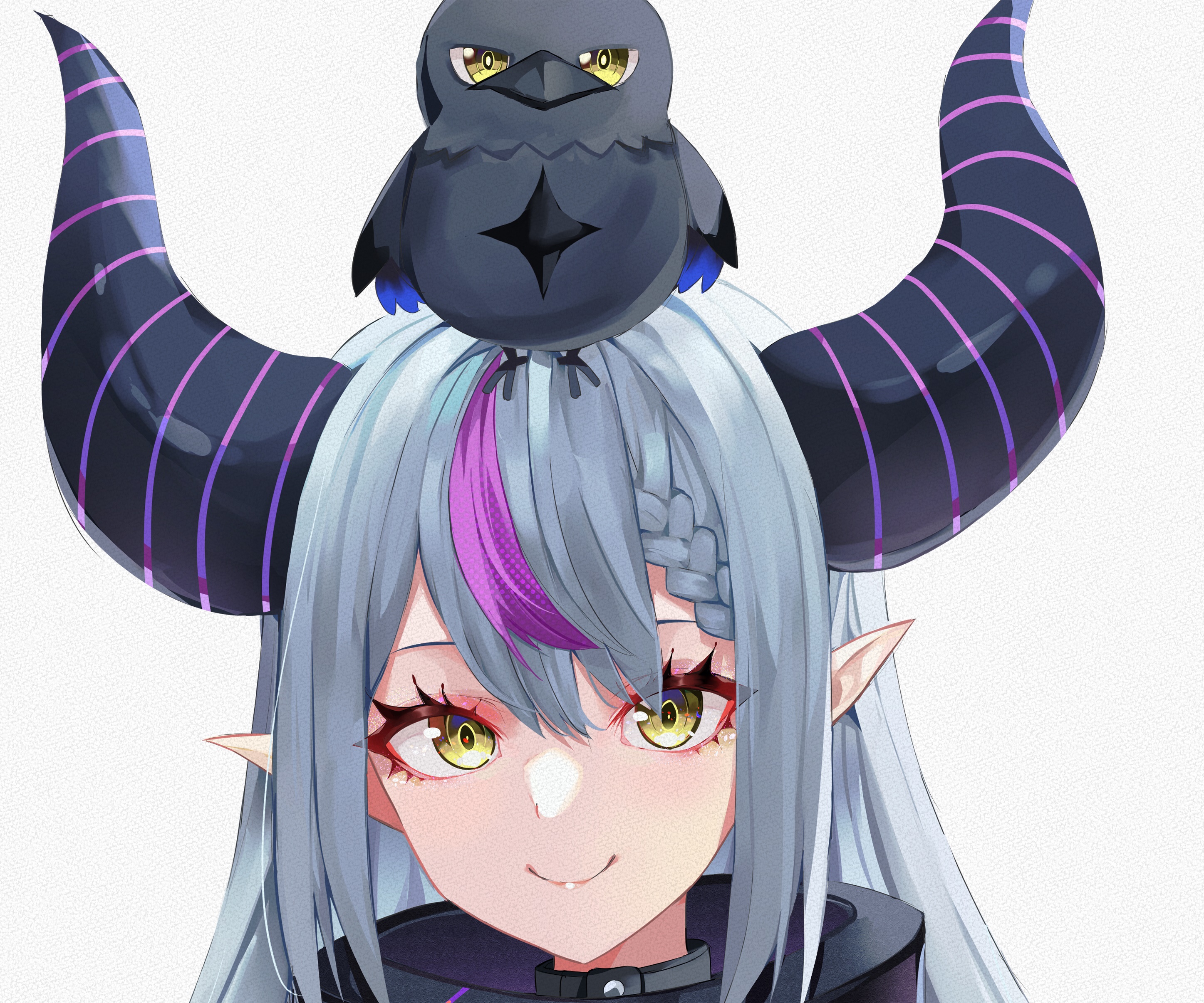 La+ Darknesss from Hololive with a bird on her head HD Wallpaper