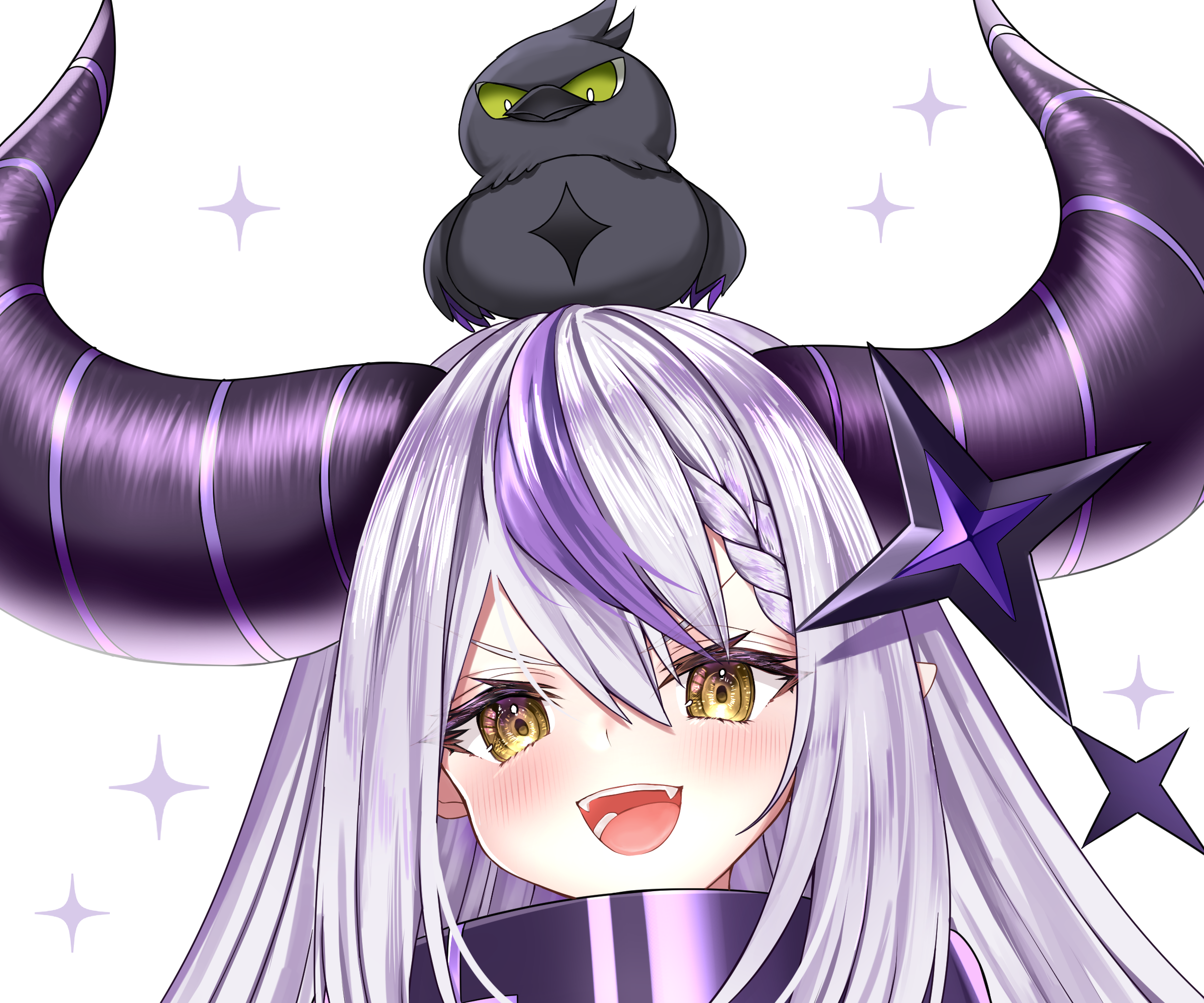 La+ Darknesss from Hololive with Horns and Crow HD Wallpaper