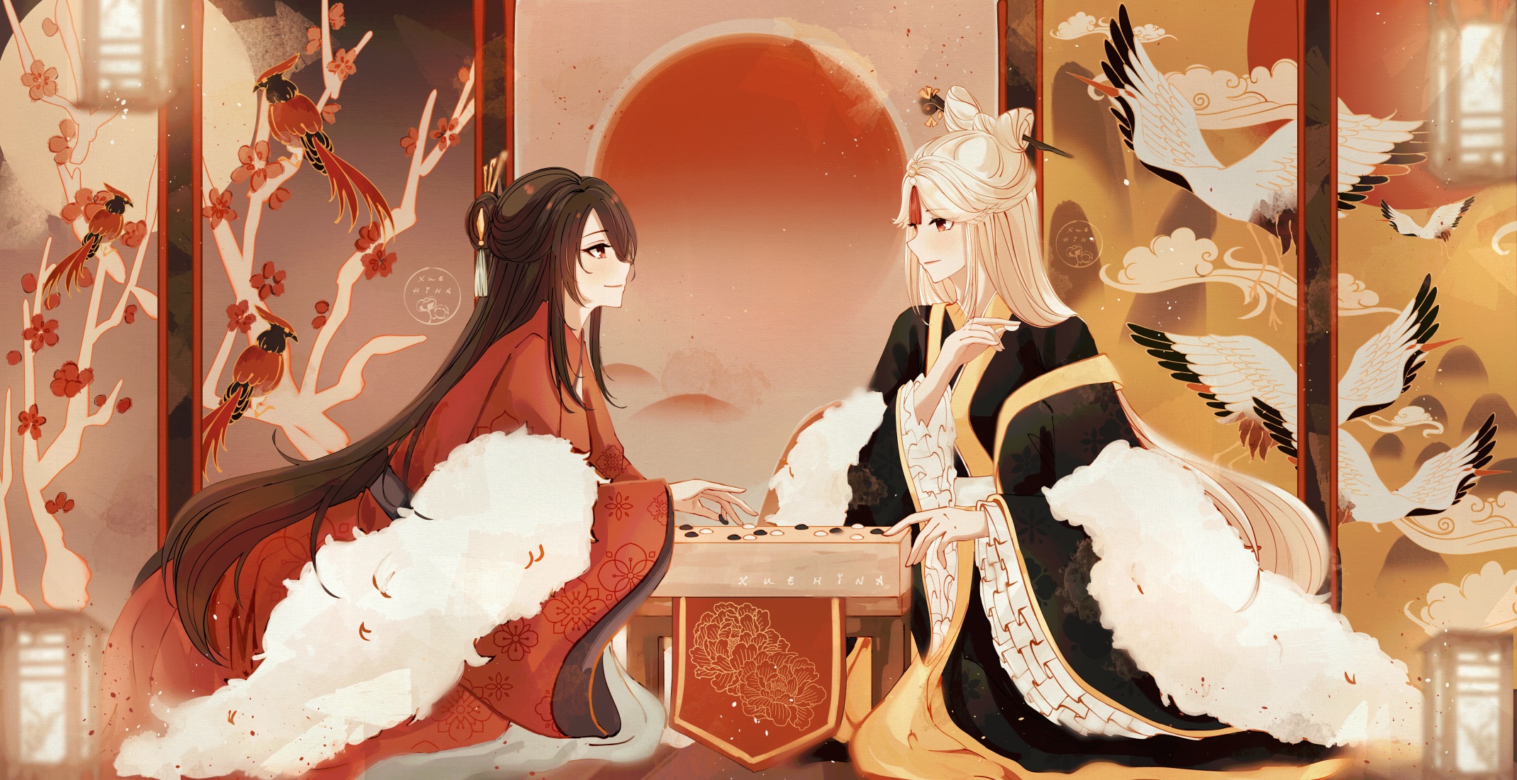 Beidou and Ningguang playing Go from Genshin Impact HD Wallpaper