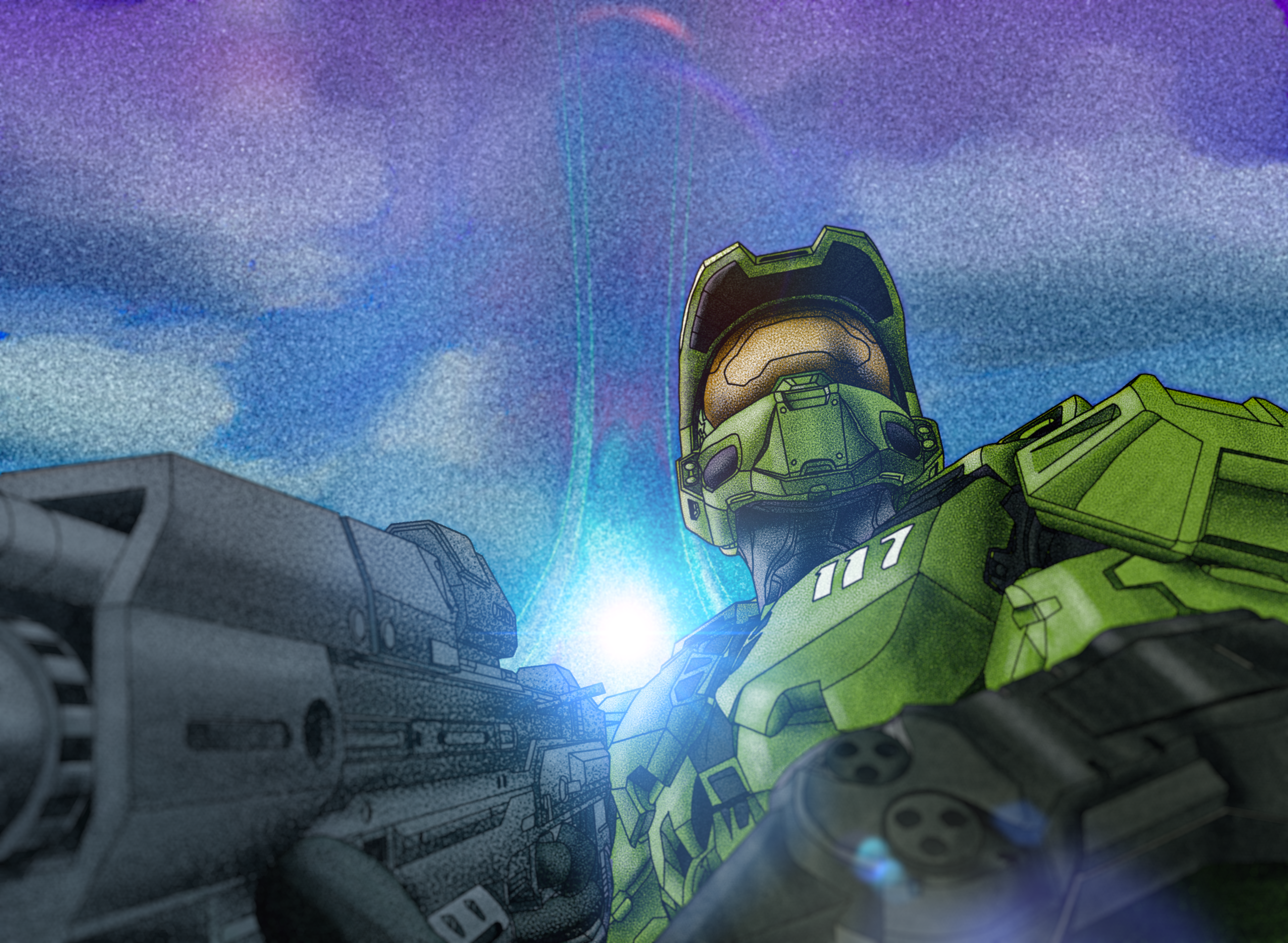 Master Chief from Halo with Assault Rifle HD Wallpaper