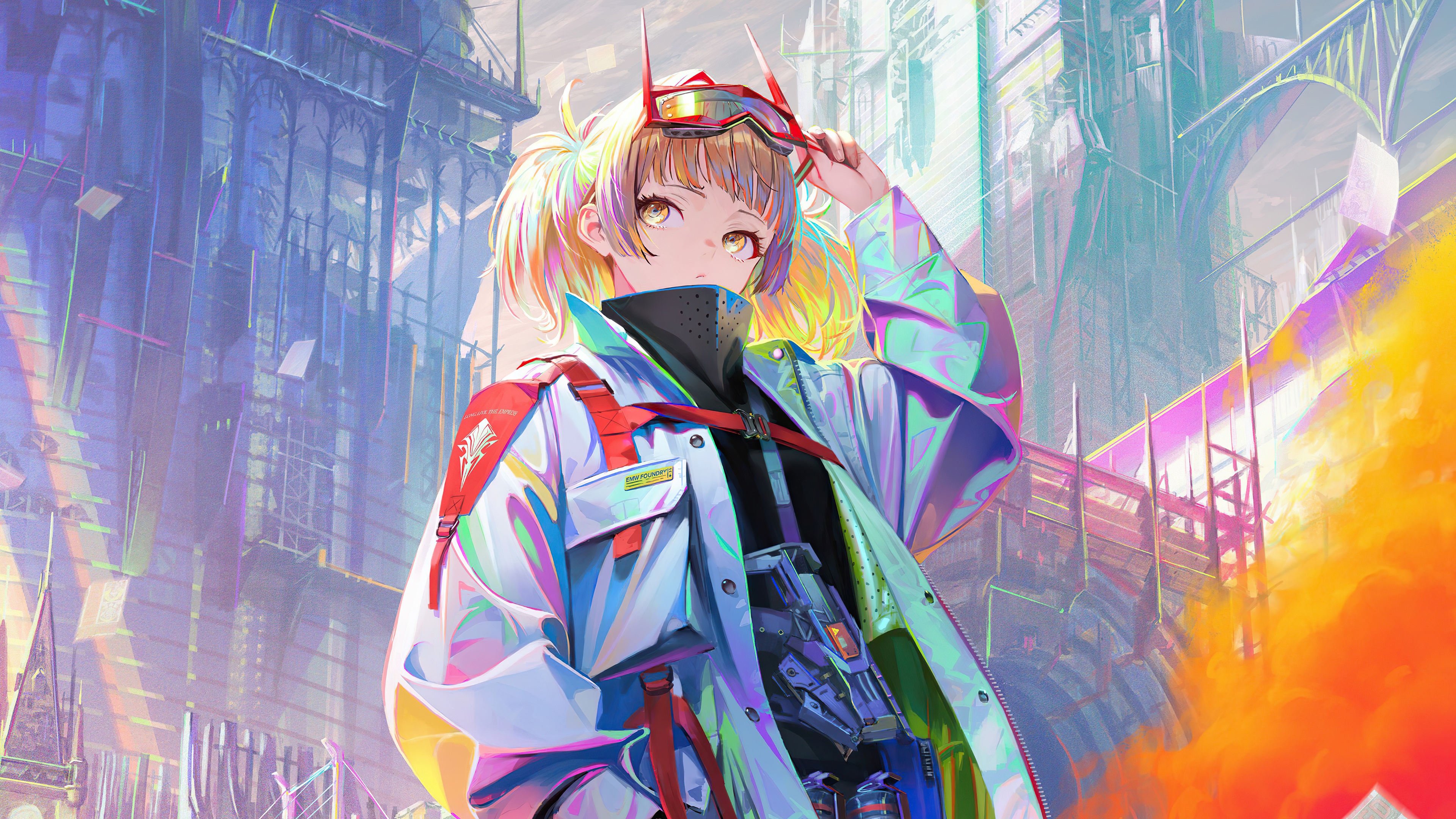 Girl in futuristic outfit with goggles 4K HD Wallpaper