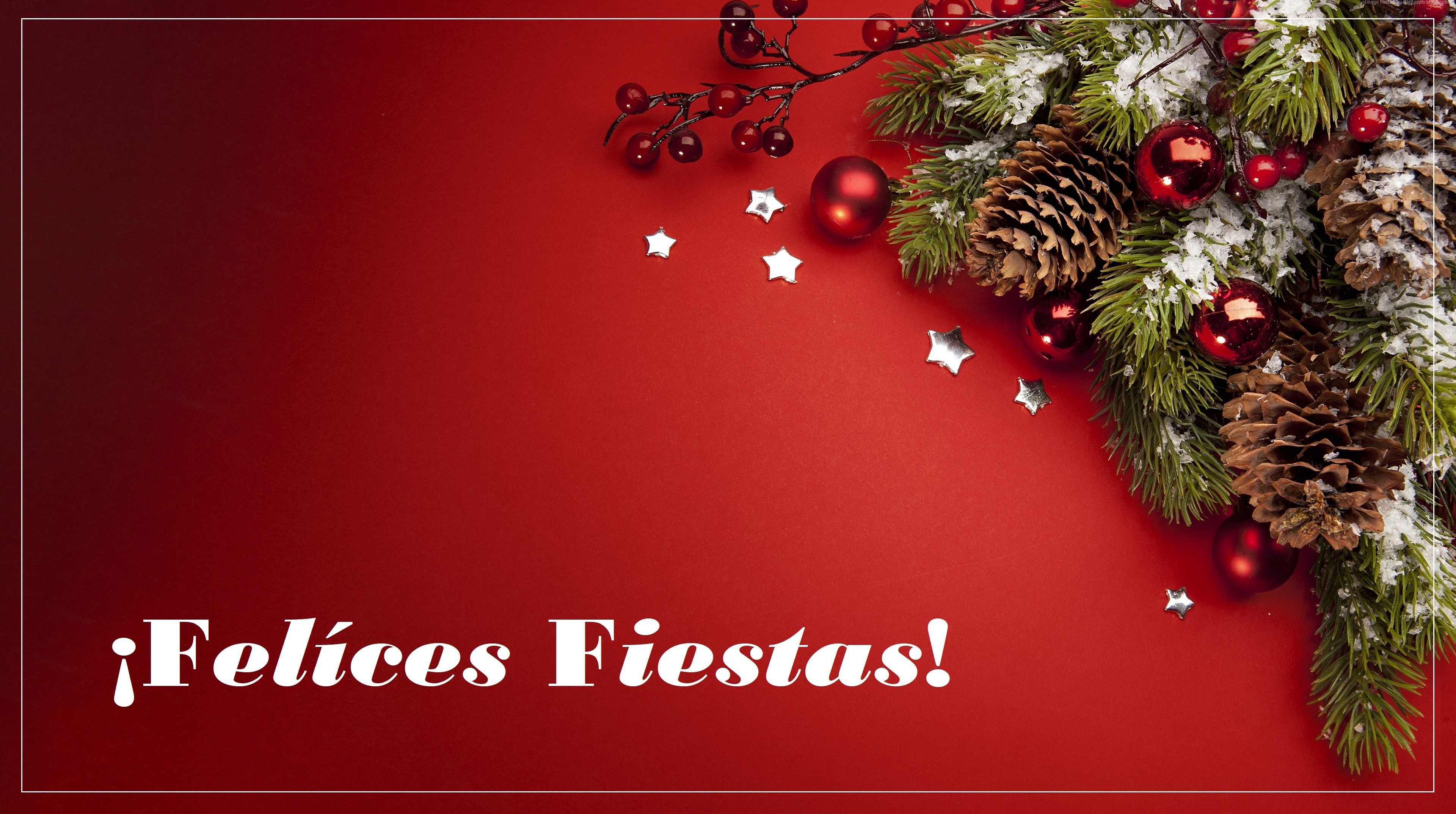 Christmas Ornaments and Pine Cones on Red Background HD Wallpaper