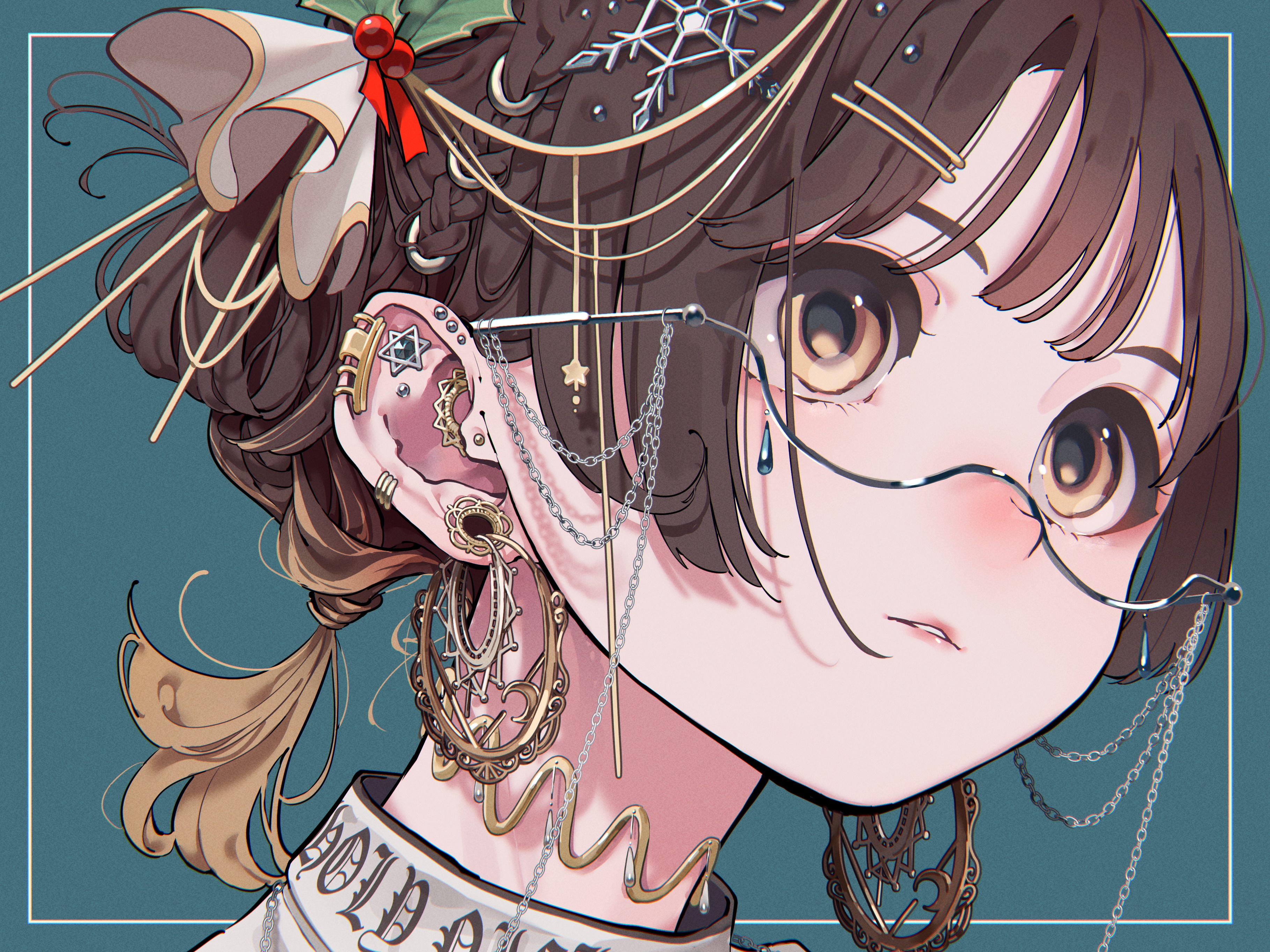 Girl with elaborate earrings and glasses HD Wallpaper