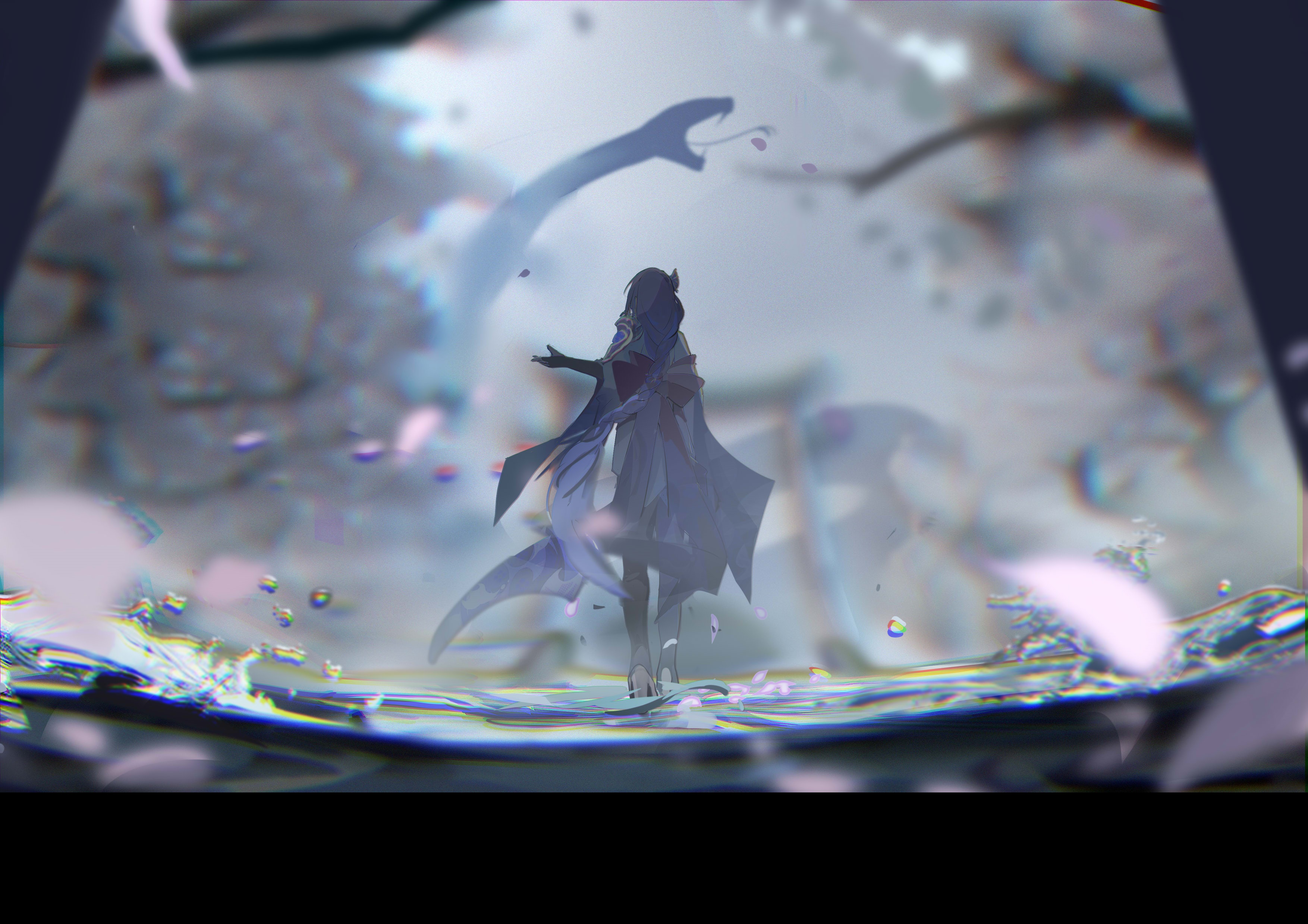 Raiden Shogun from Genshin Impact with a snake spirit HD Wallpaper