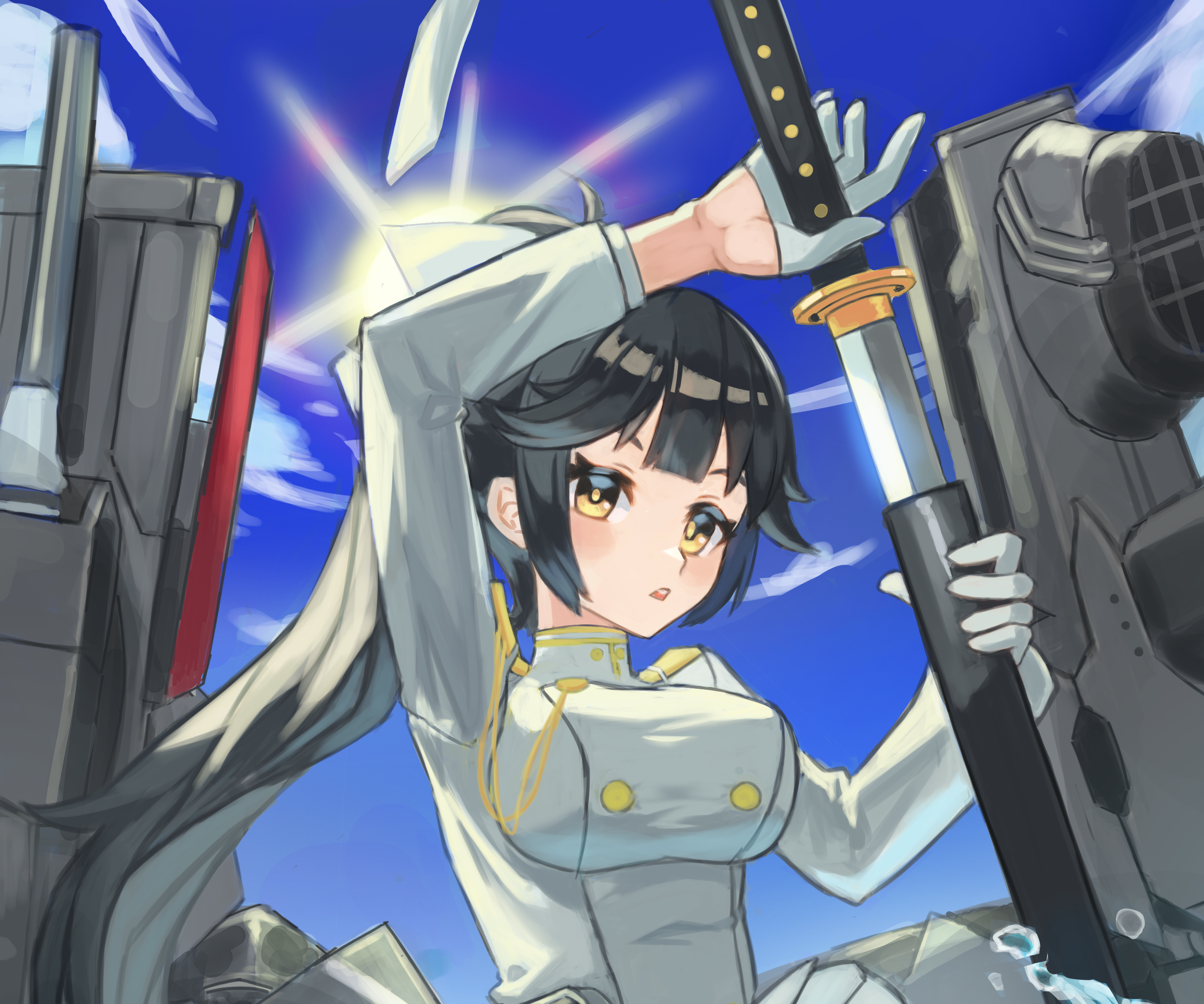 Takao from Azur Lane holding a sword HD Wallpaper