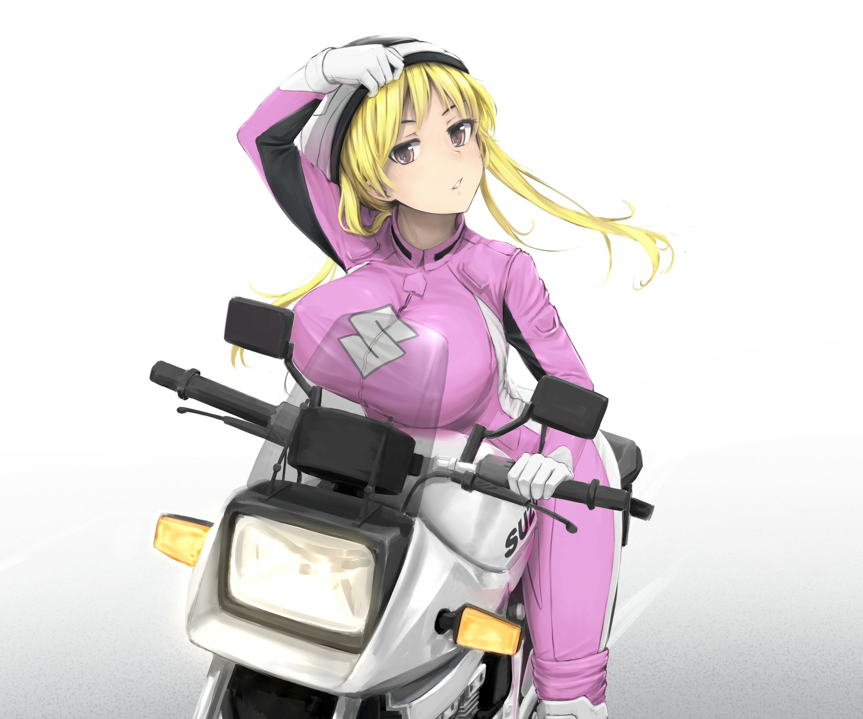 Rin Suzunoki from Bakuon!! on a Suzuki motorcycle HD Wallpaper