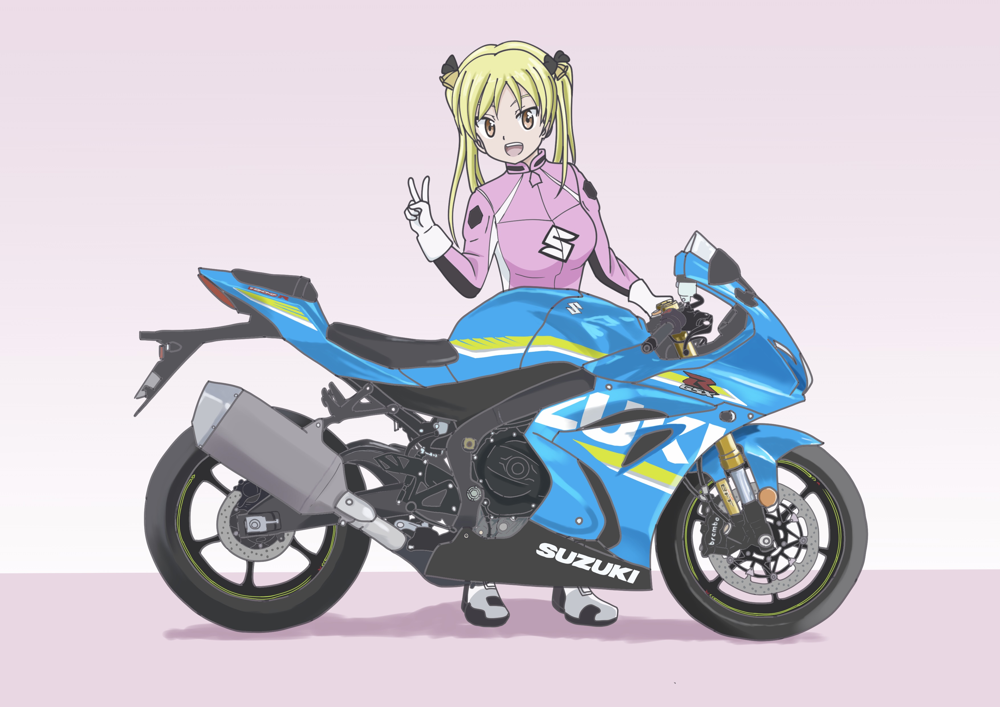 Rin Suzunoki from Bakuon!! with a Suzuki motorcycle HD Wallpaper