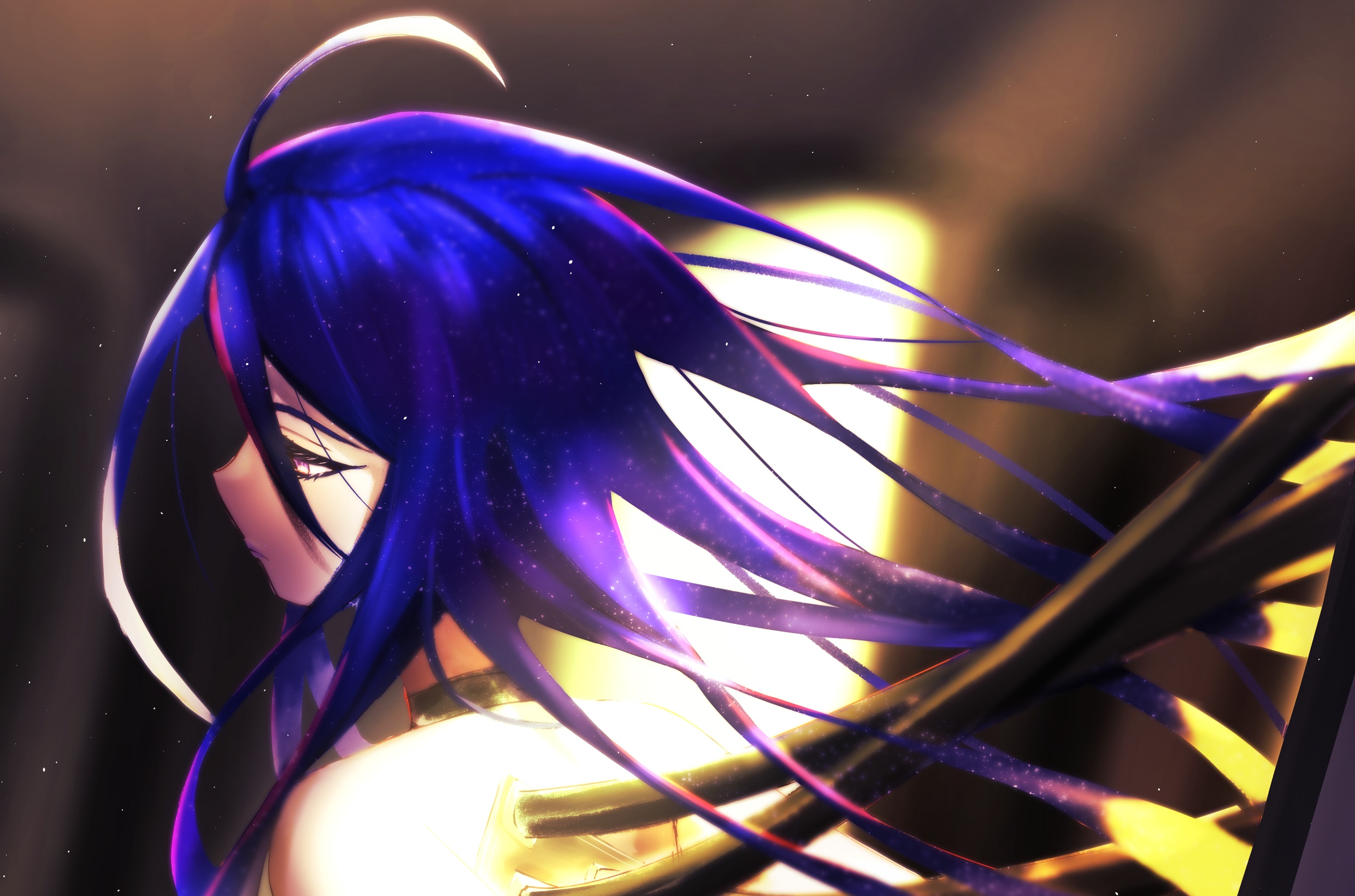 Girl with flowing blue hair HD Wallpaper