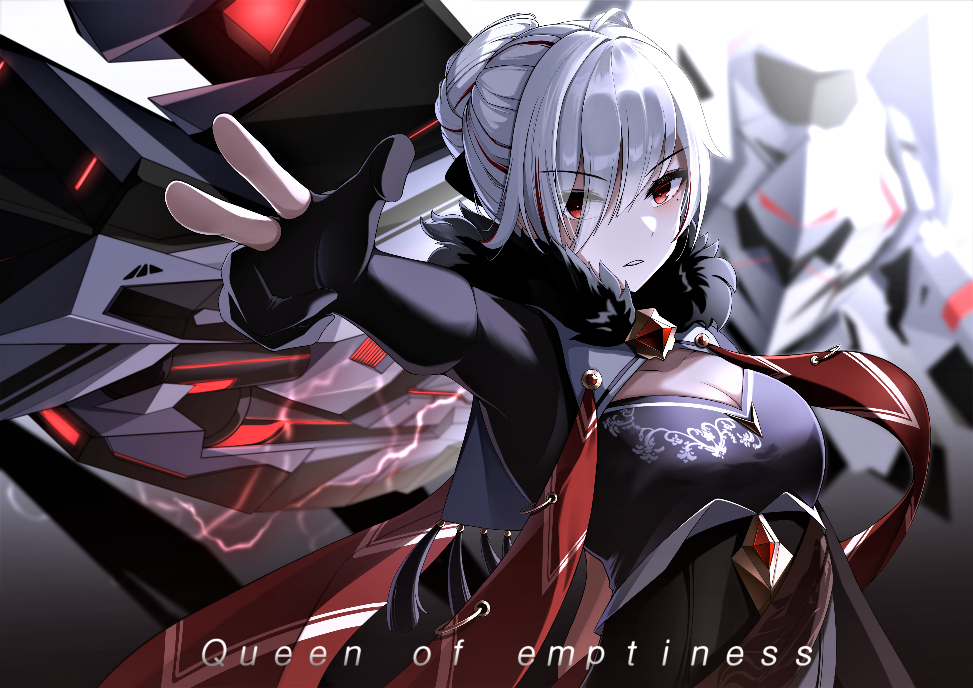 Girl with white hair and red eyes, Queen of emptiness HD Wallpaper