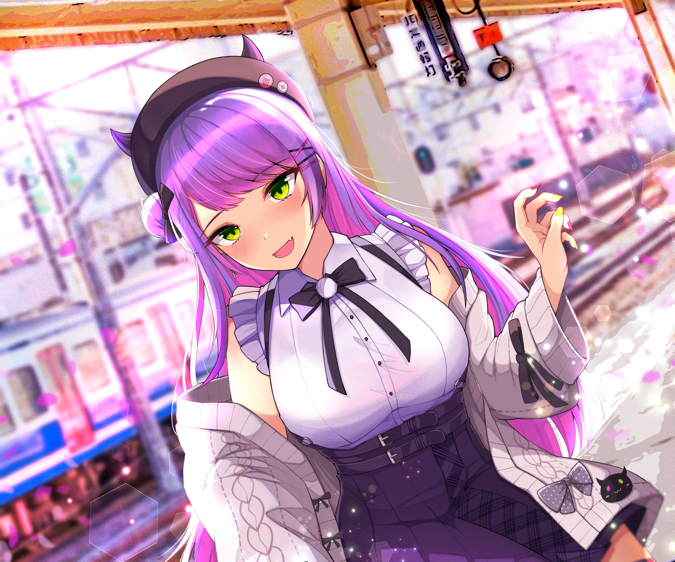Tokoyami Towa from Hololive at a Train Station HD Wallpaper