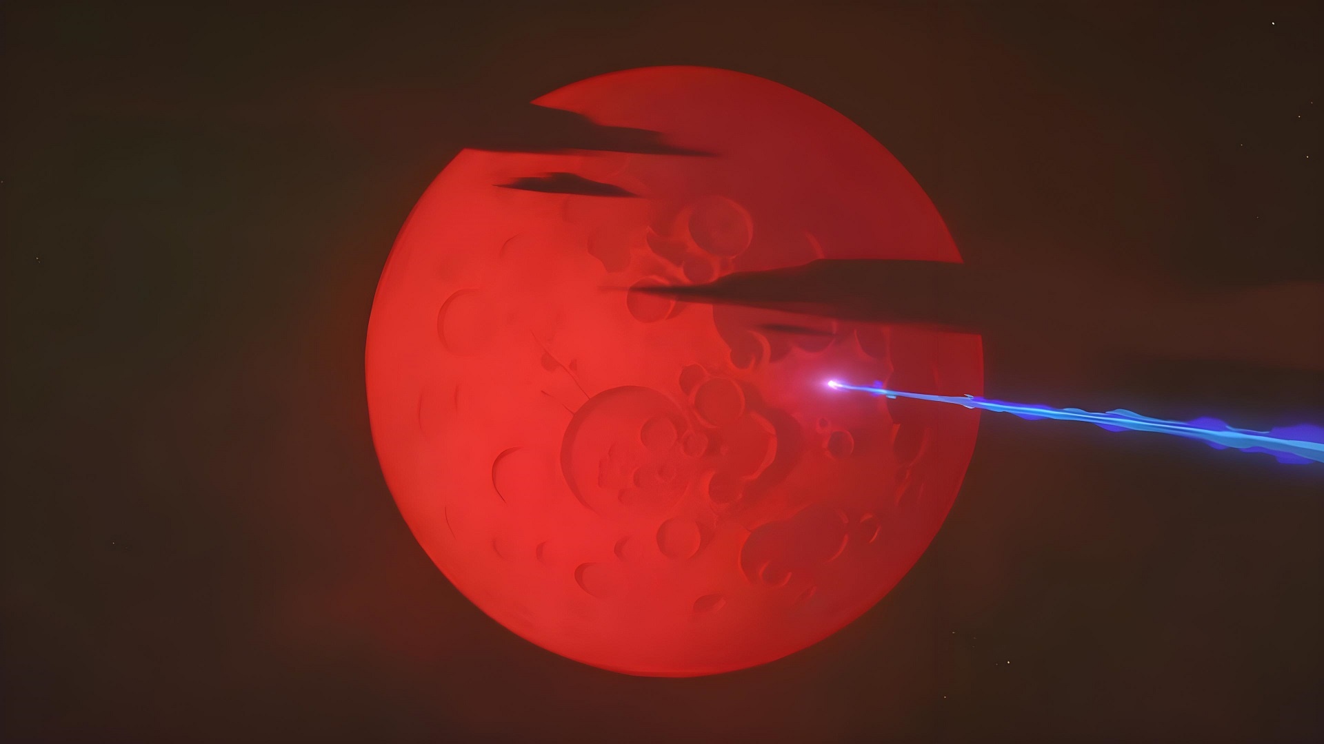Red Moon with Laser Beam HD Wallpaper