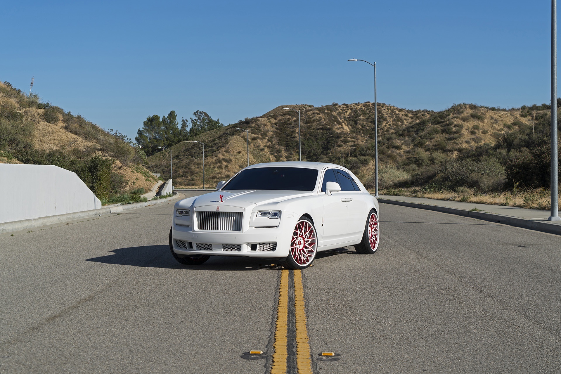 White Rolls-Royce Ghost on a Road HD Wallpaper